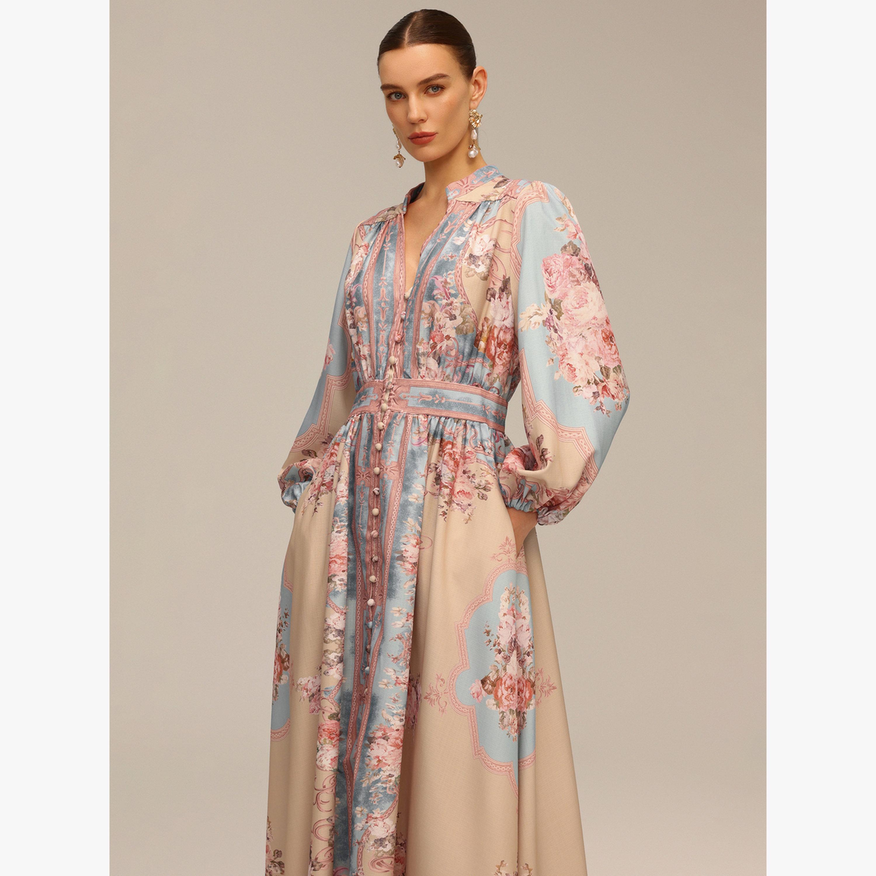 Bella Barnett X Styli Women Floral Print Lantern Sleeve Maxi Dress-women-clothing-dresses-image-4