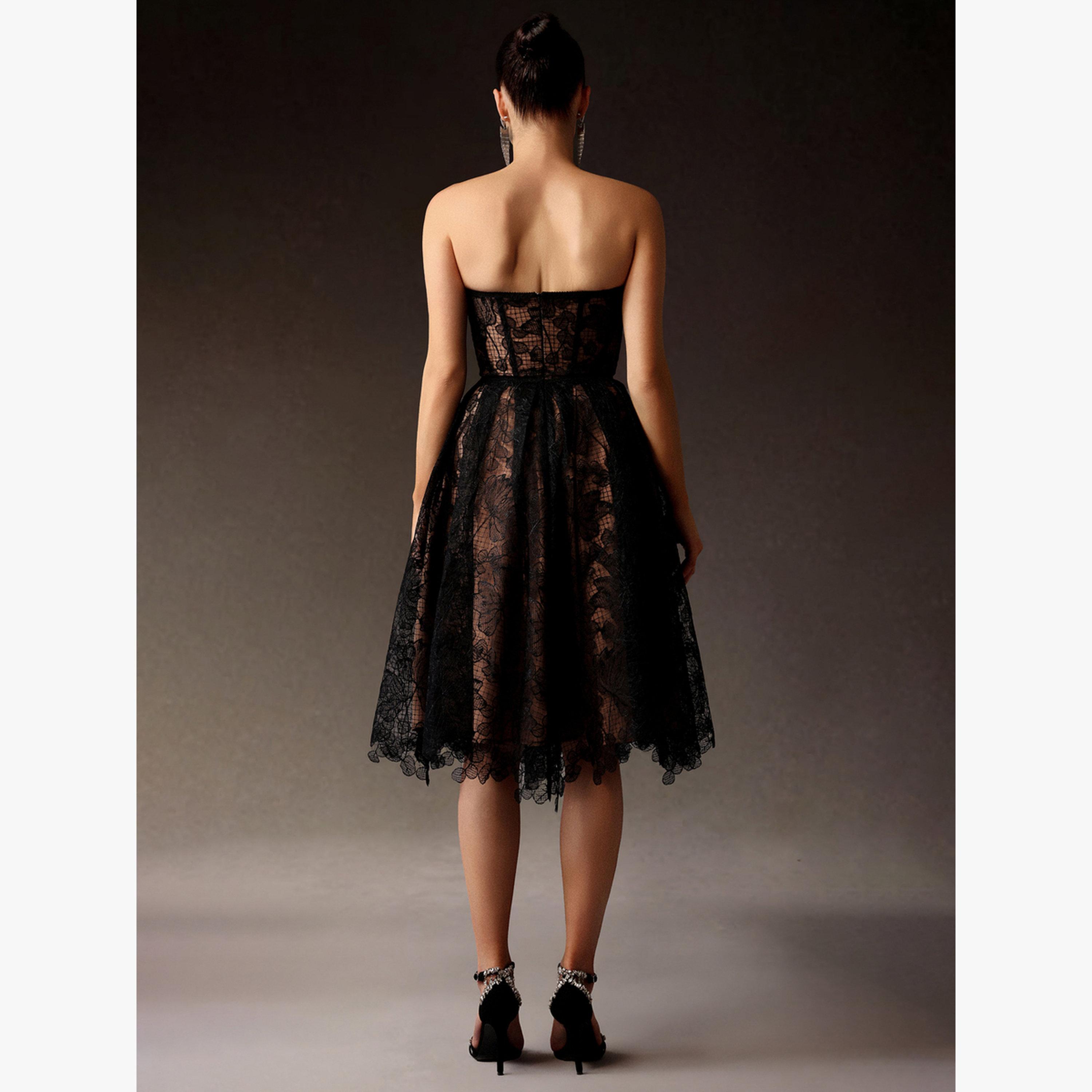 فستان سهرة بطول الركبة كورسيه بلا أربطة مع دانتيل-women-clothing-dresses-image-6