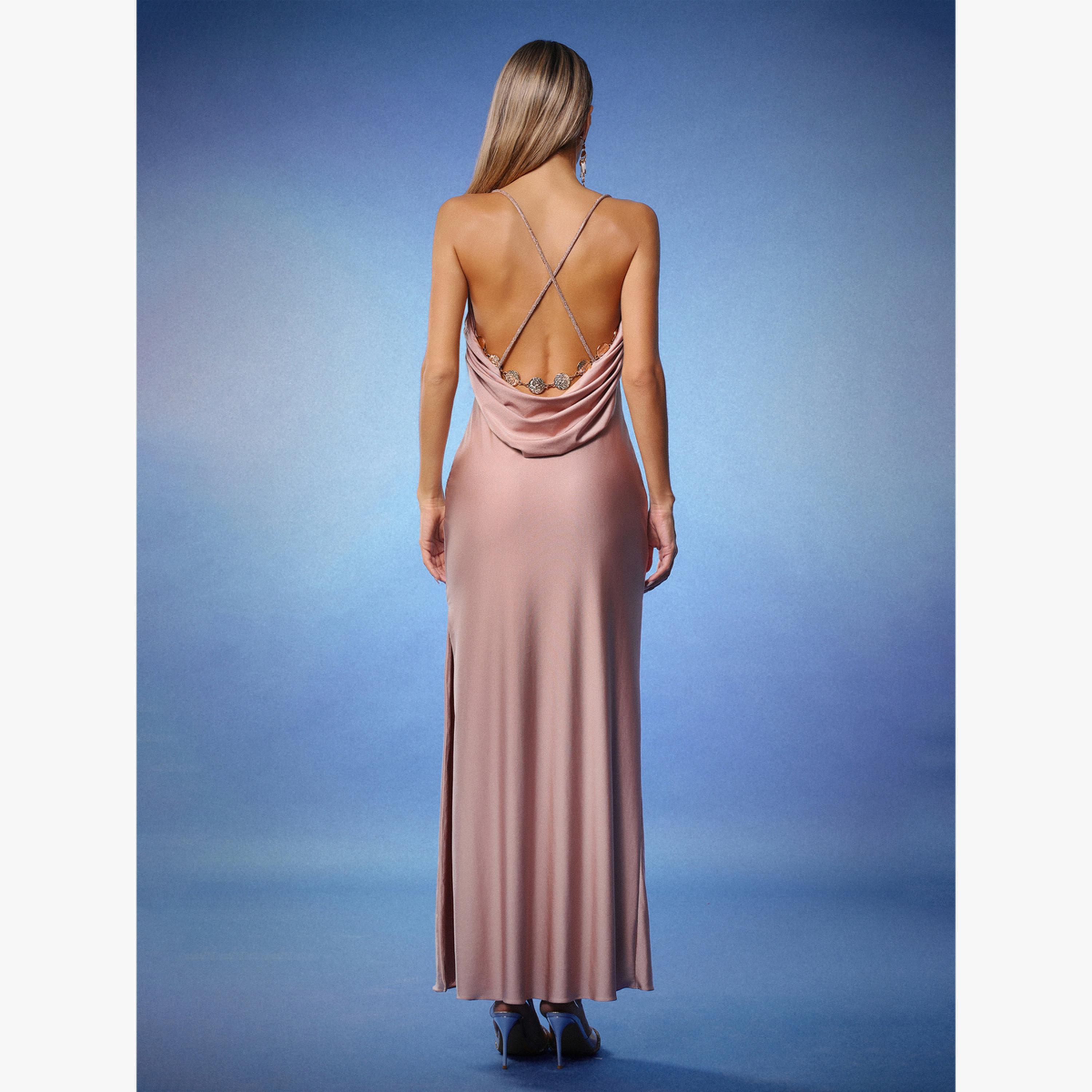 فستان طويل سادة بياقة منسدلة وظهر مكشوف-women-clothing-dresses-image-6