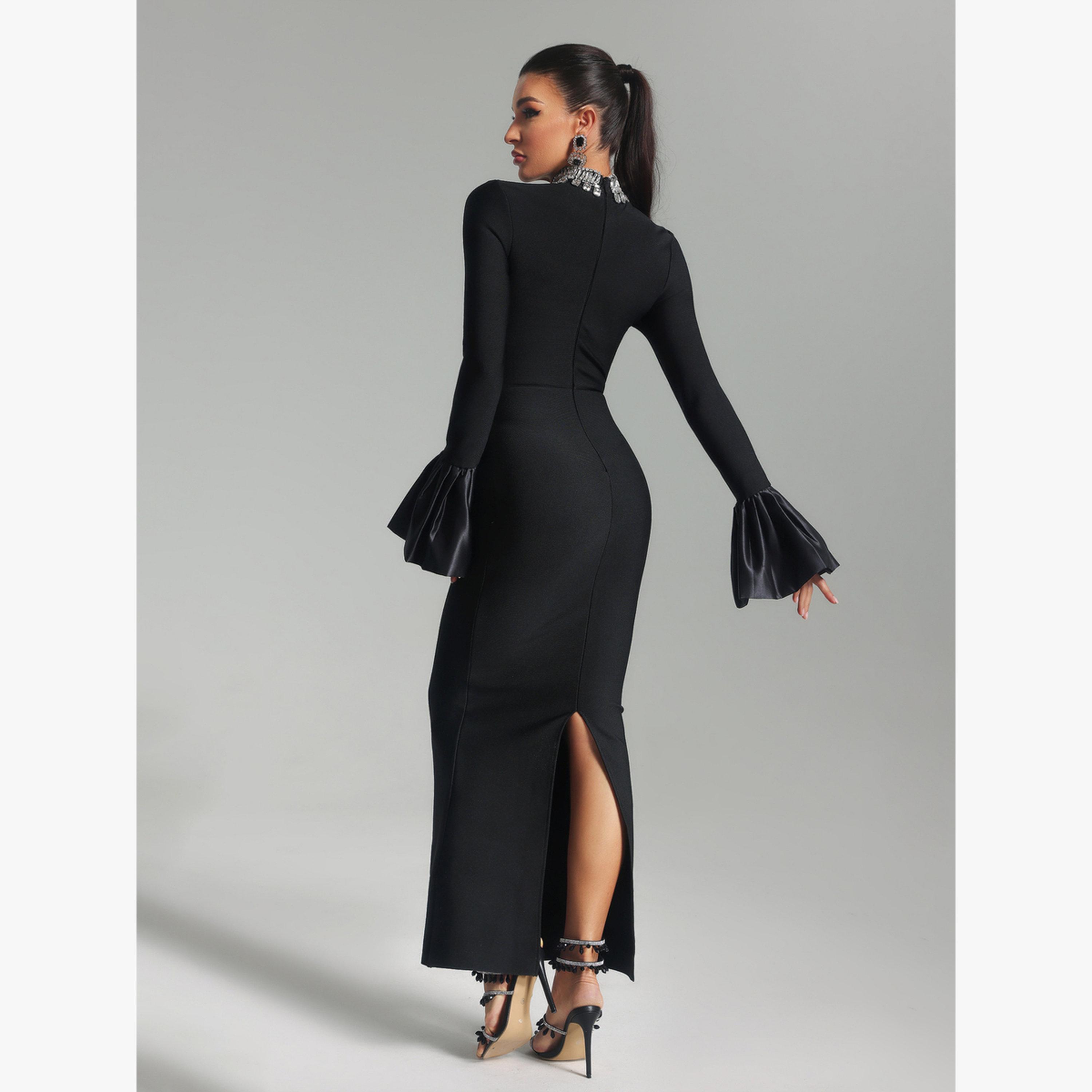 Bella Barnett X Styli Women Embellished High Neck Maxi Dress-women-clothing-dresses-image-4
