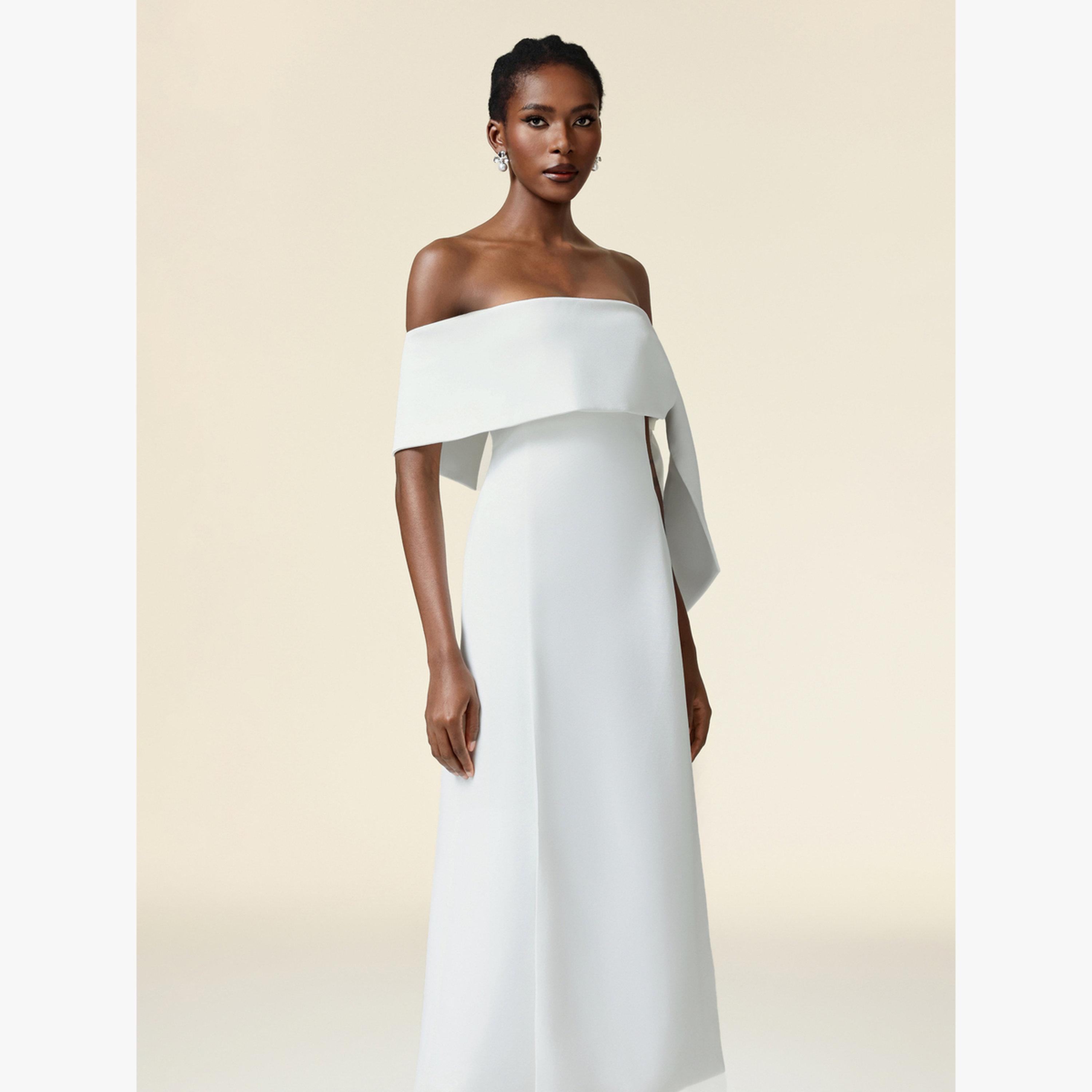 Bella Barnett X Styli Women Off Shoulder Draped A-Line Midi Dress-women-clothing-dresses-image-3