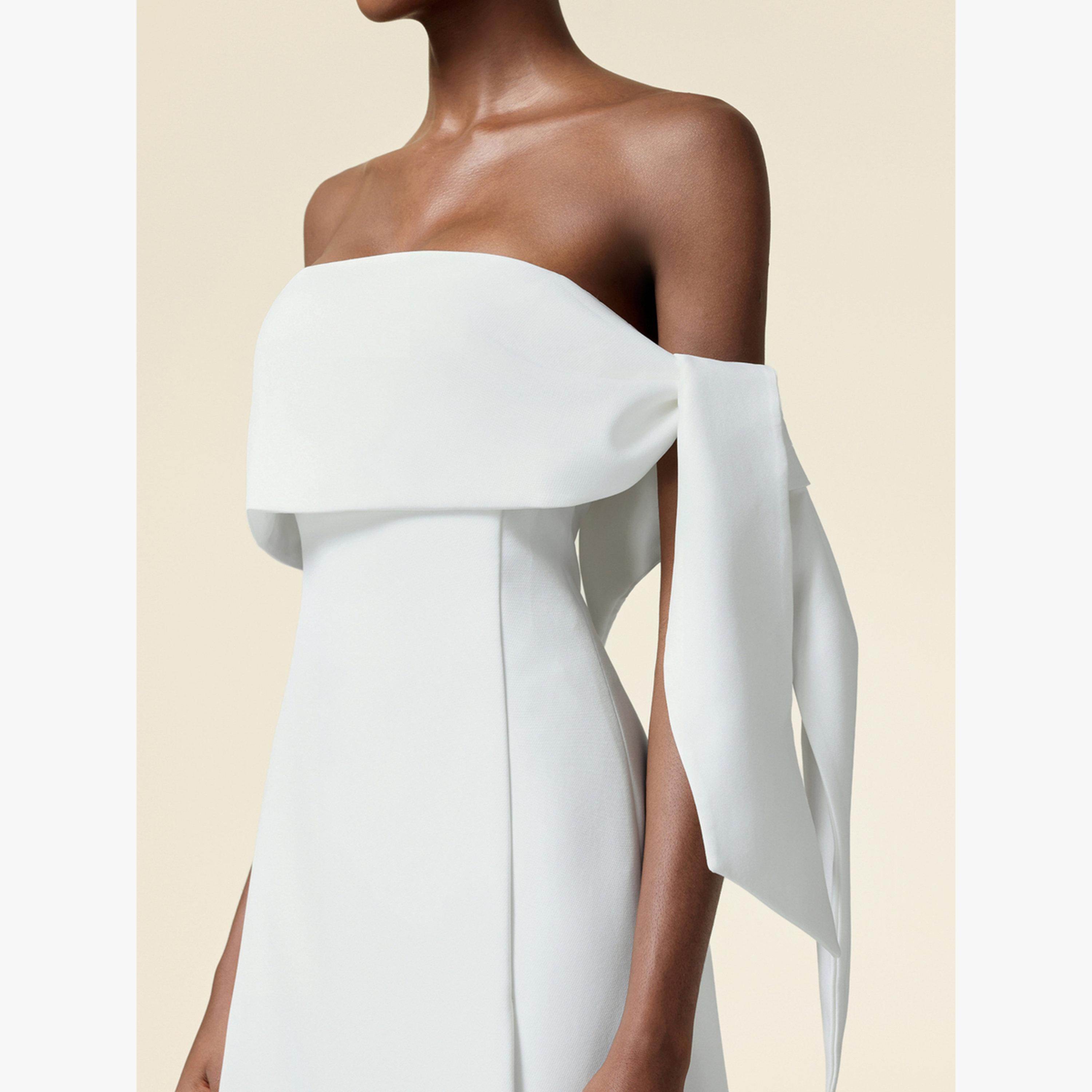 Bella Barnett X Styli Women Off Shoulder Draped A-Line Midi Dress-women-clothing-dresses-image-4