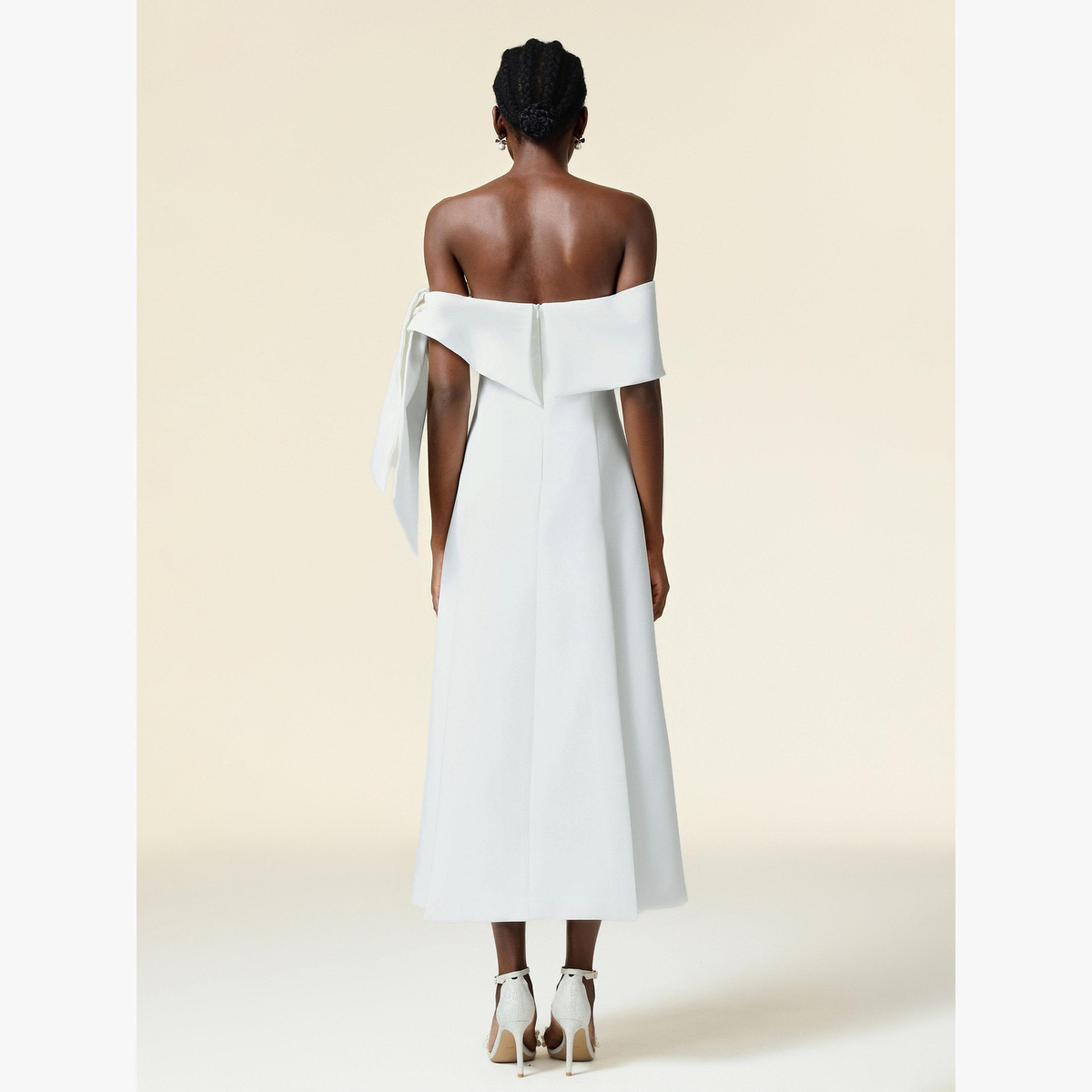 Bella Barnett X Styli Women Off Shoulder Draped A-Line Midi Dress-women-clothing-dresses-image-6