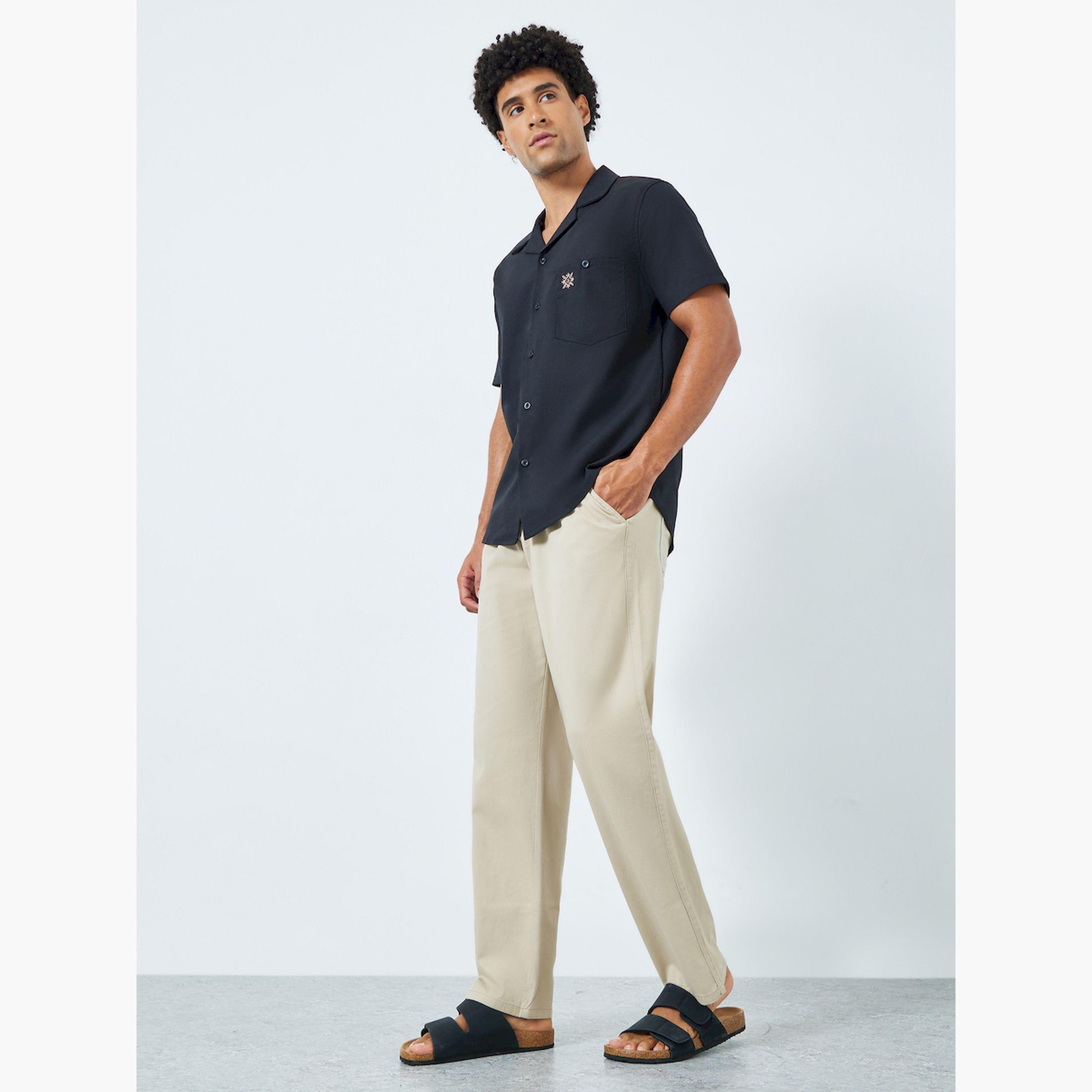 Styli Men Relaxed Fit Linen Blend Resort Collar Shirt-men-clothing-shirts-image-2