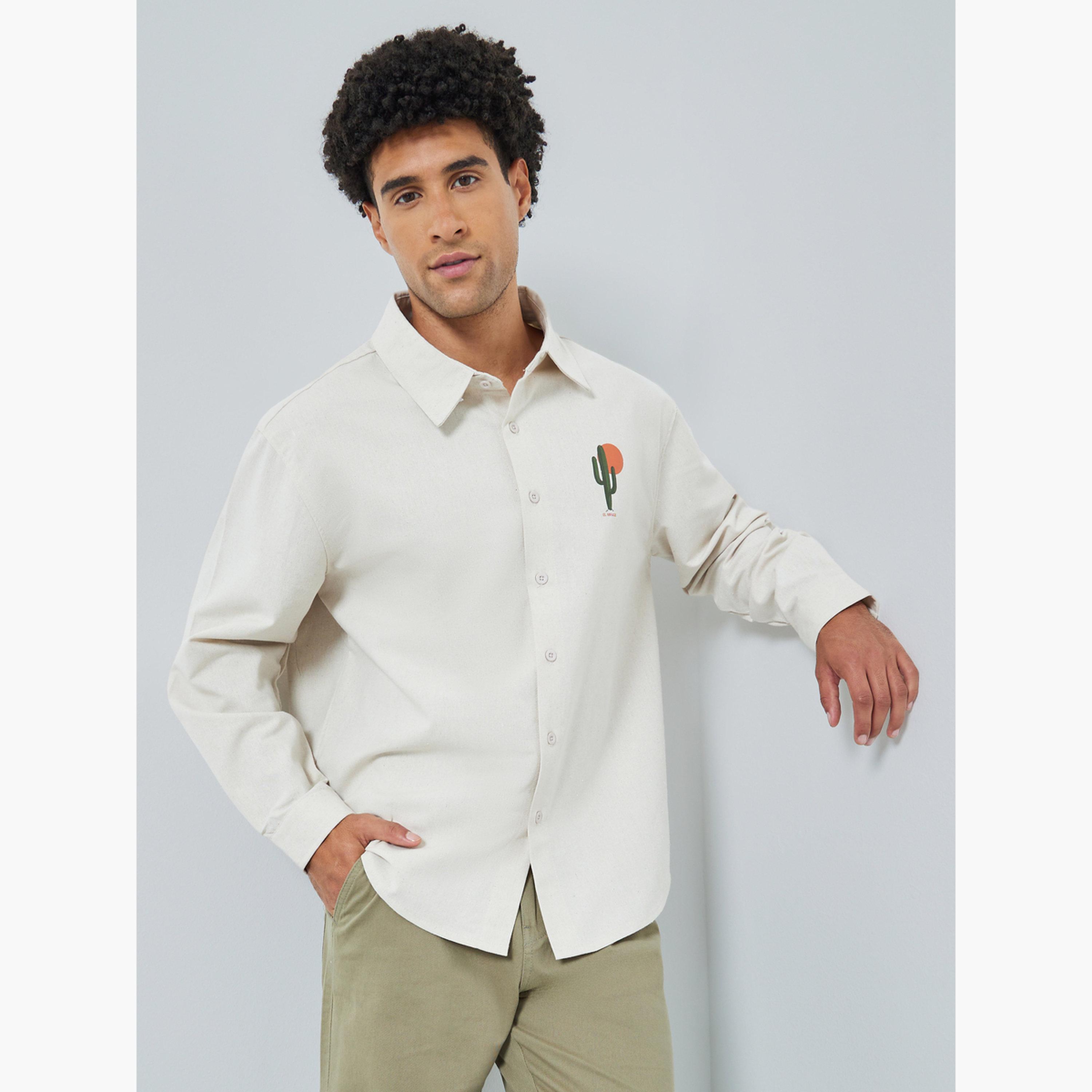 قميص من مزيج الكتان بقصة مريحة-men-clothing-shirts-image-3