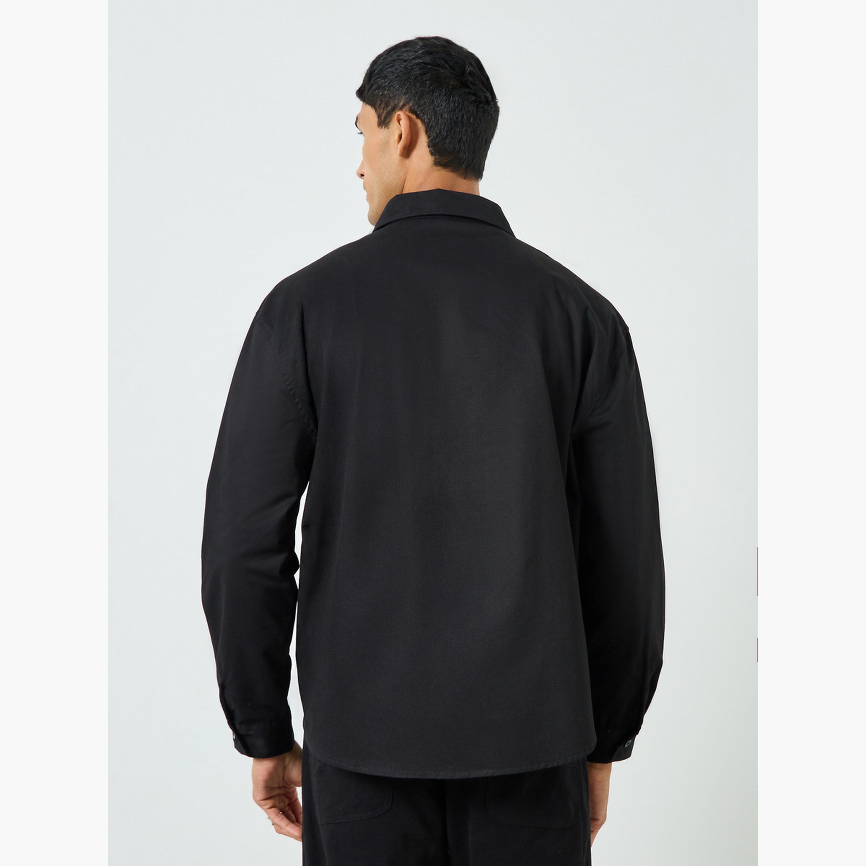 Styli Men Black Cotton Oversized Shirt-men-clothing-shirts-image-4