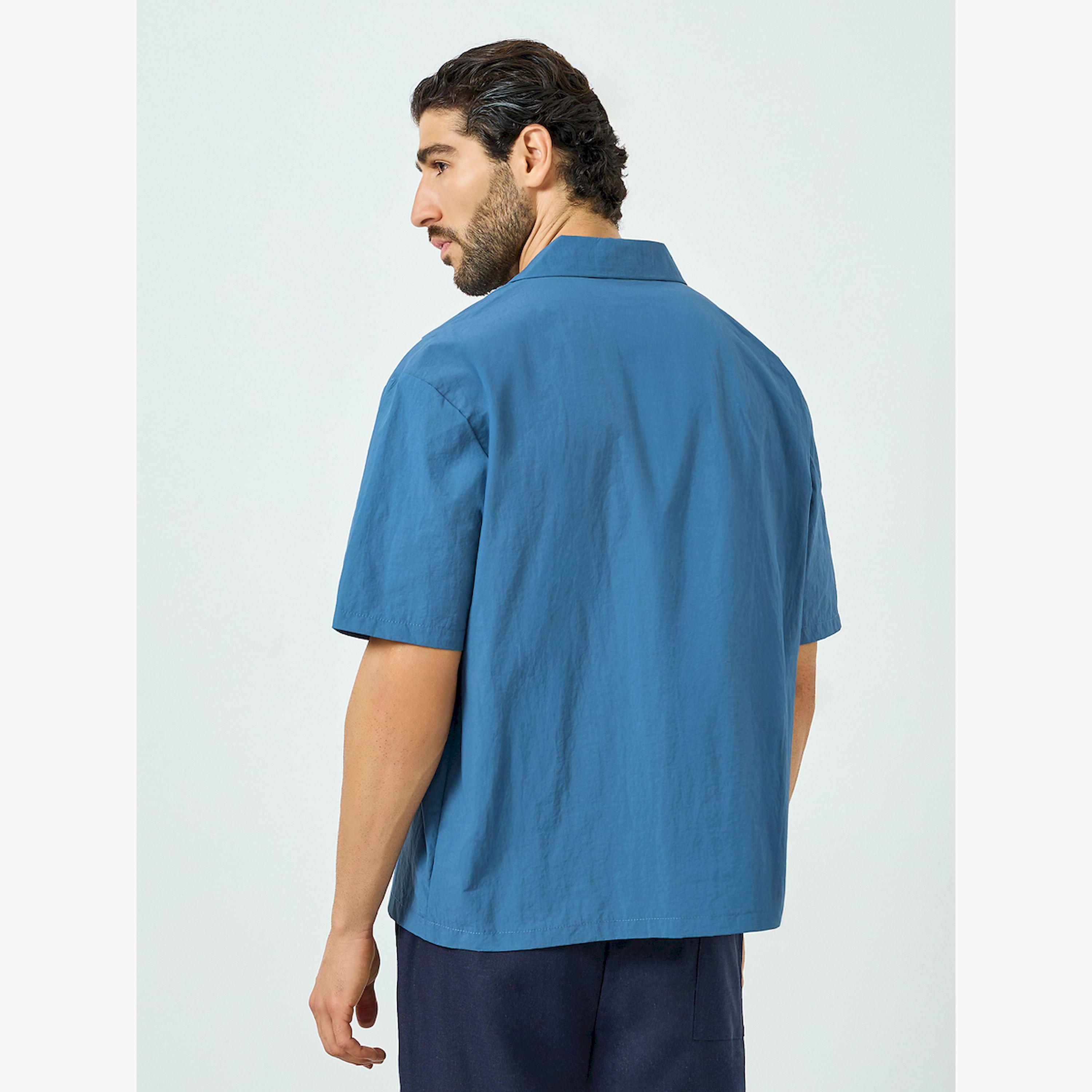 Styli Men Blue Resort Collar Oversized Shirt-men-clothing-shirts-image-3