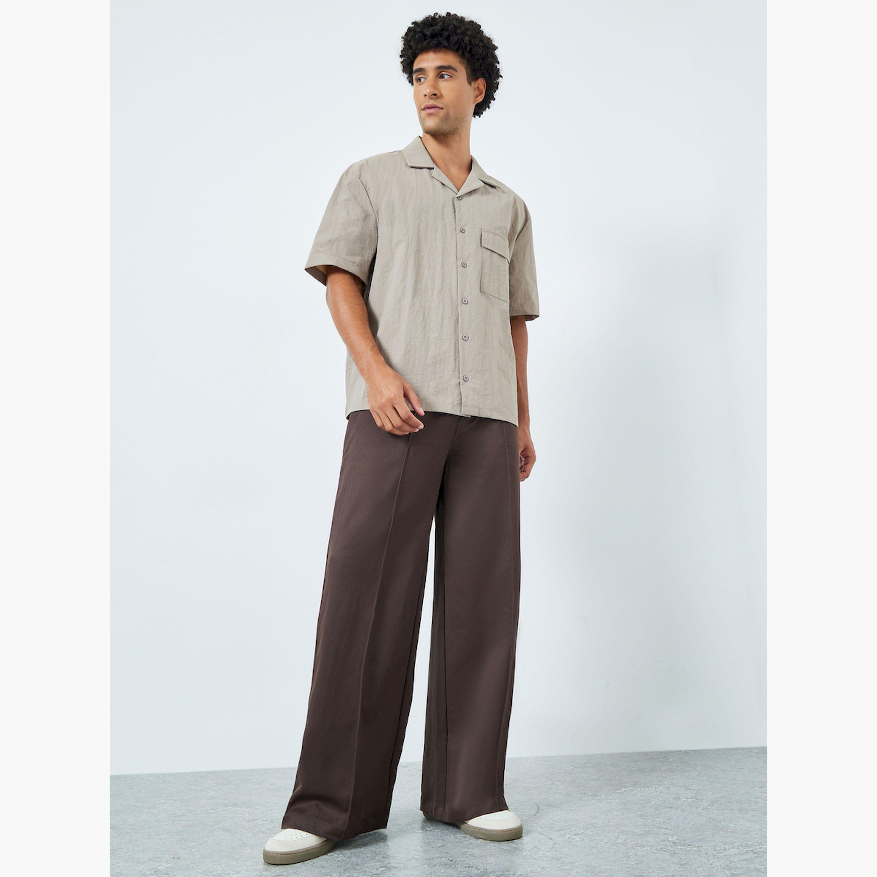 Styli Men Beige Resort Collar Oversized Shirt-men-clothing-shirts-image-2