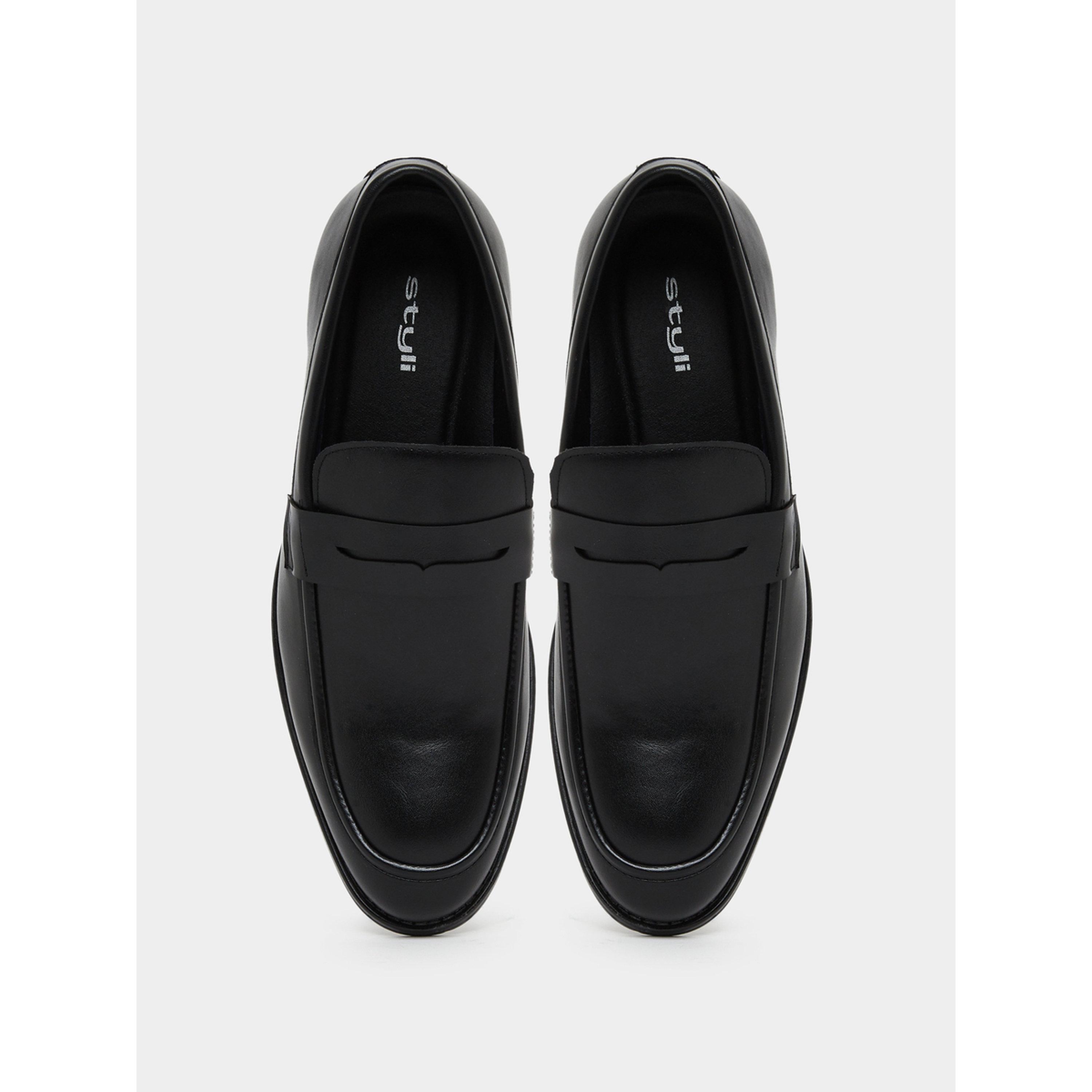 Styli Men Black Slip-On Penny Loafers-men-shoes-loafersandmoccasins-image-3