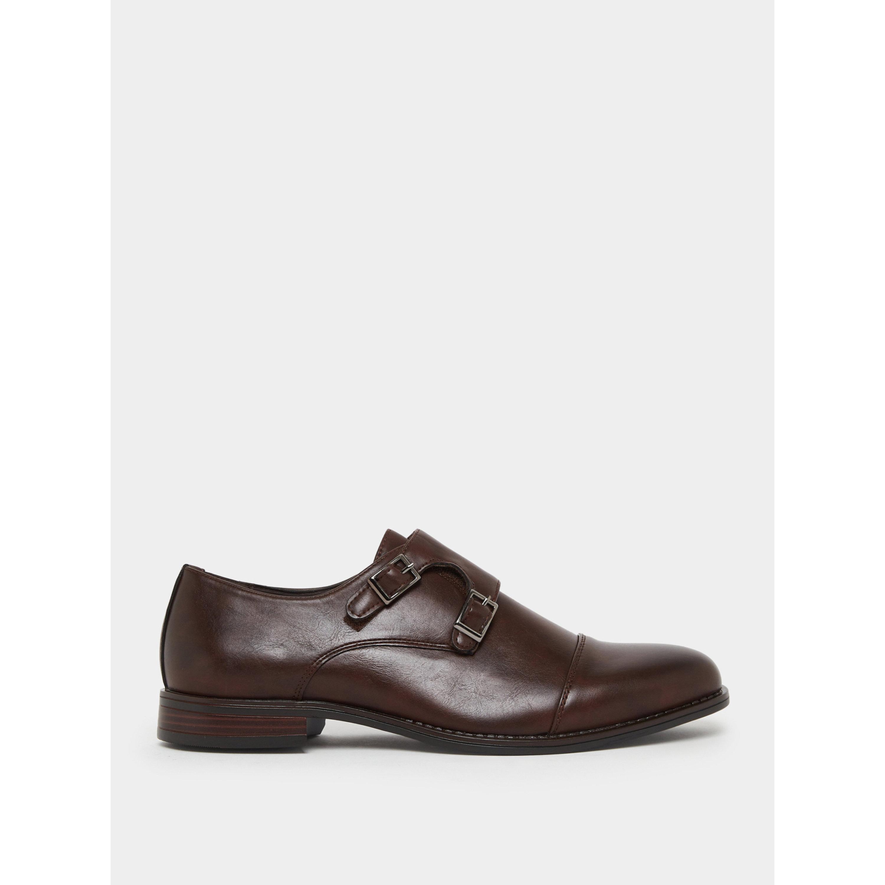 Styli Brown Leather Double Monk Strap Shoes-men-shoes-formalshoes-image-2