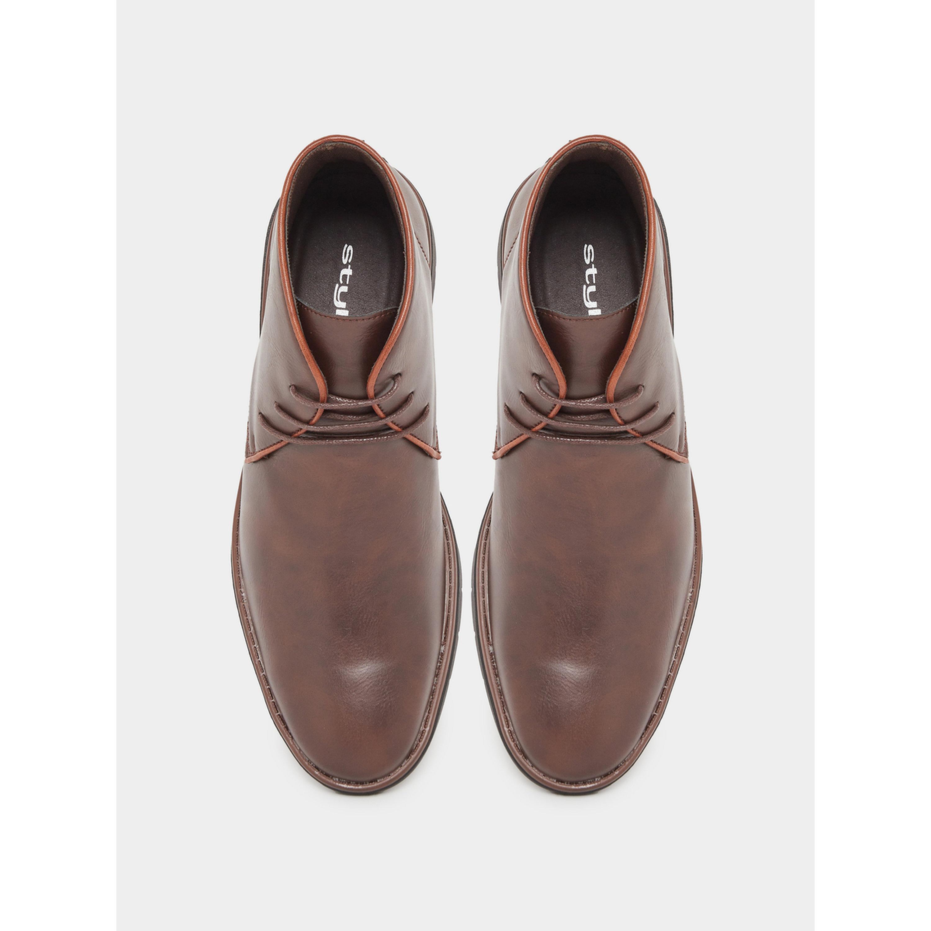Styli Men Brown Leather Chukka Boots-men-shoes-boots-image-3