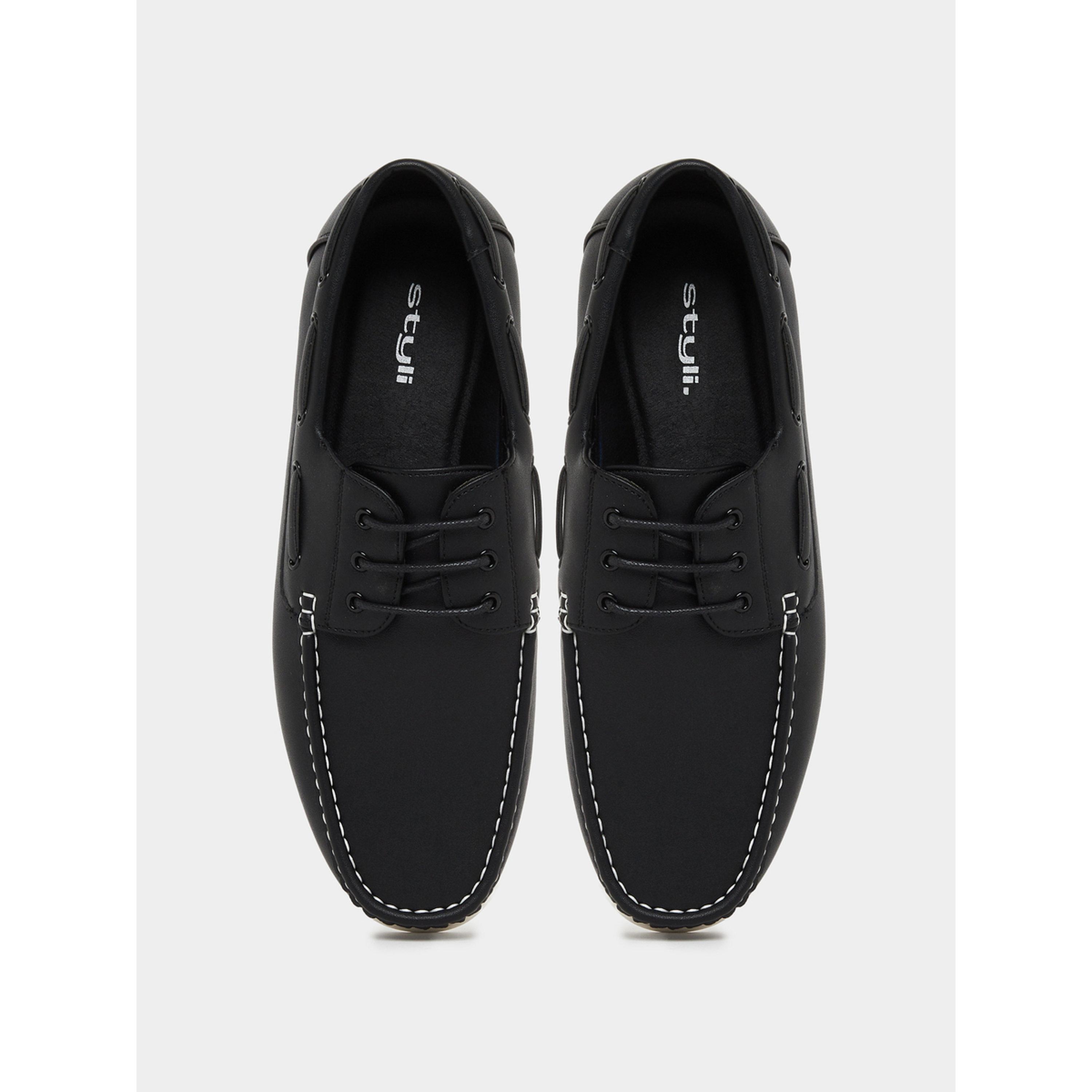 Styli Men Black Classic Boat Shoes-men-shoes-loafersandmoccasins-image-3