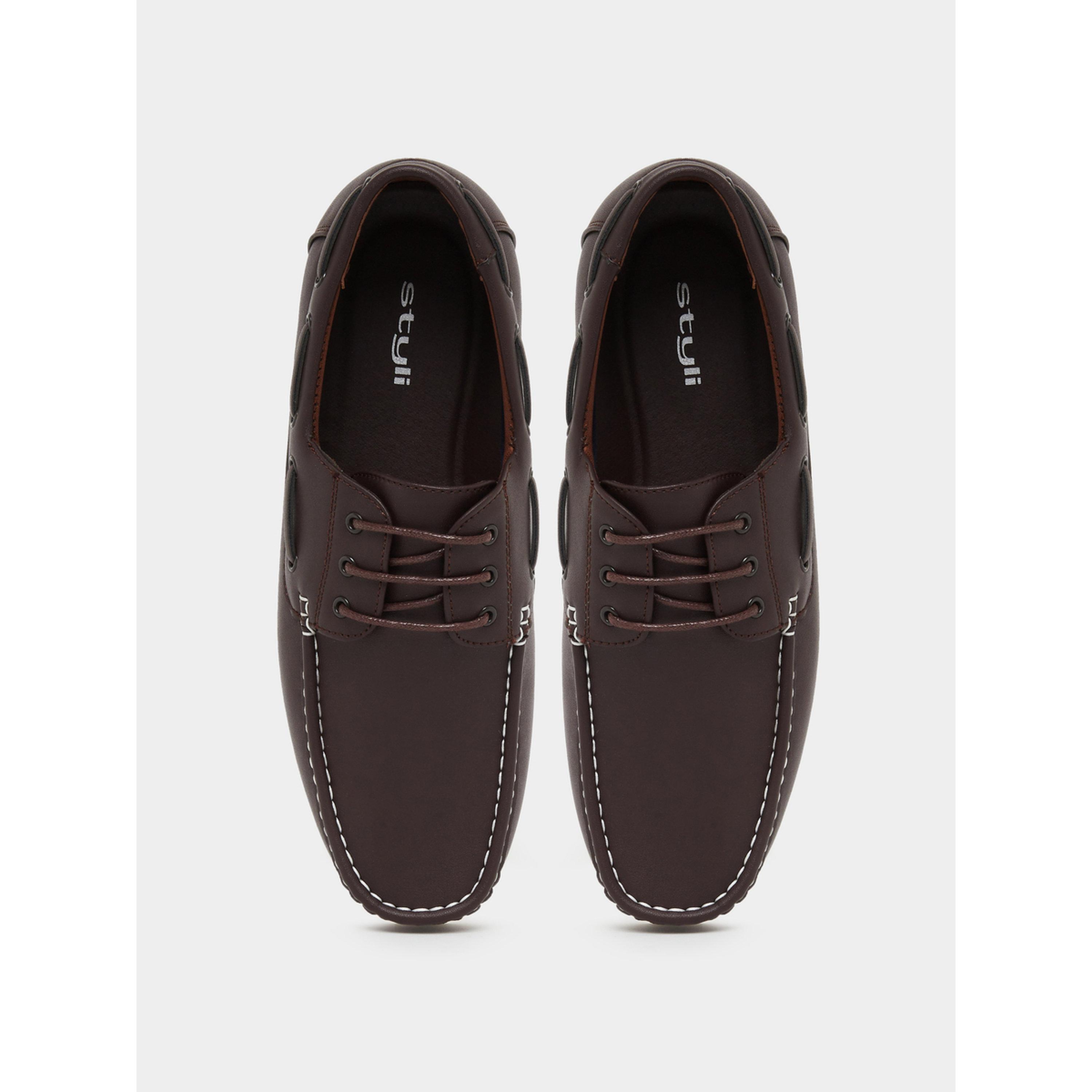 Styli Men Brown Leather Boat Shoes-men-shoes-loafersandmoccasins-image-3