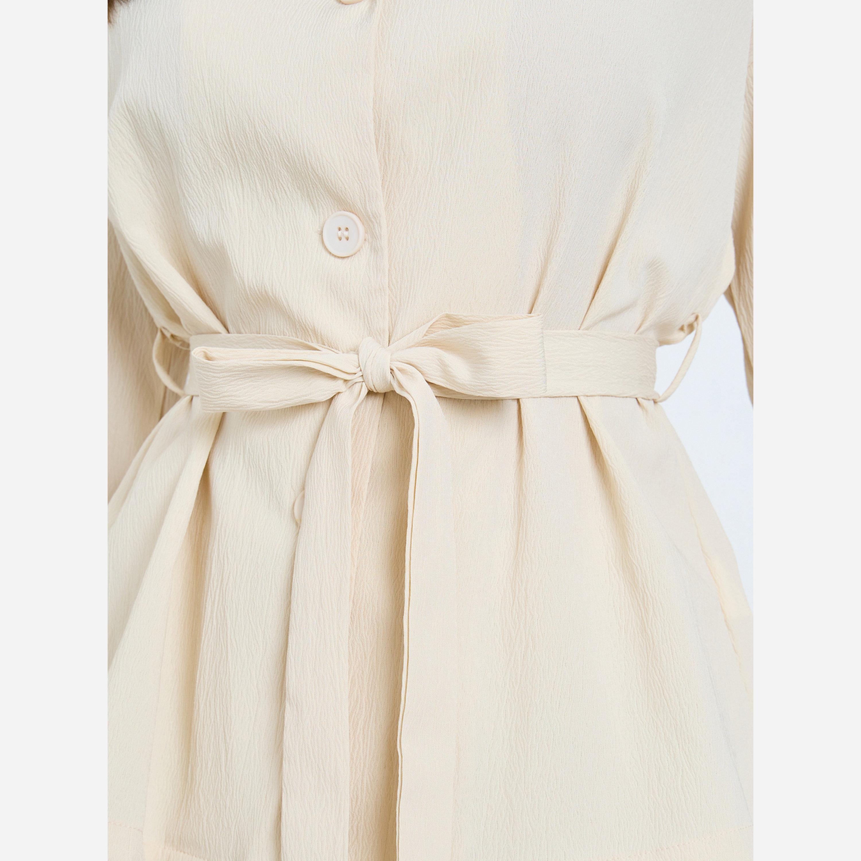 Styli Cream Belted Shirt and Pants Co-Ords-women-clothing-coordsets-image-3