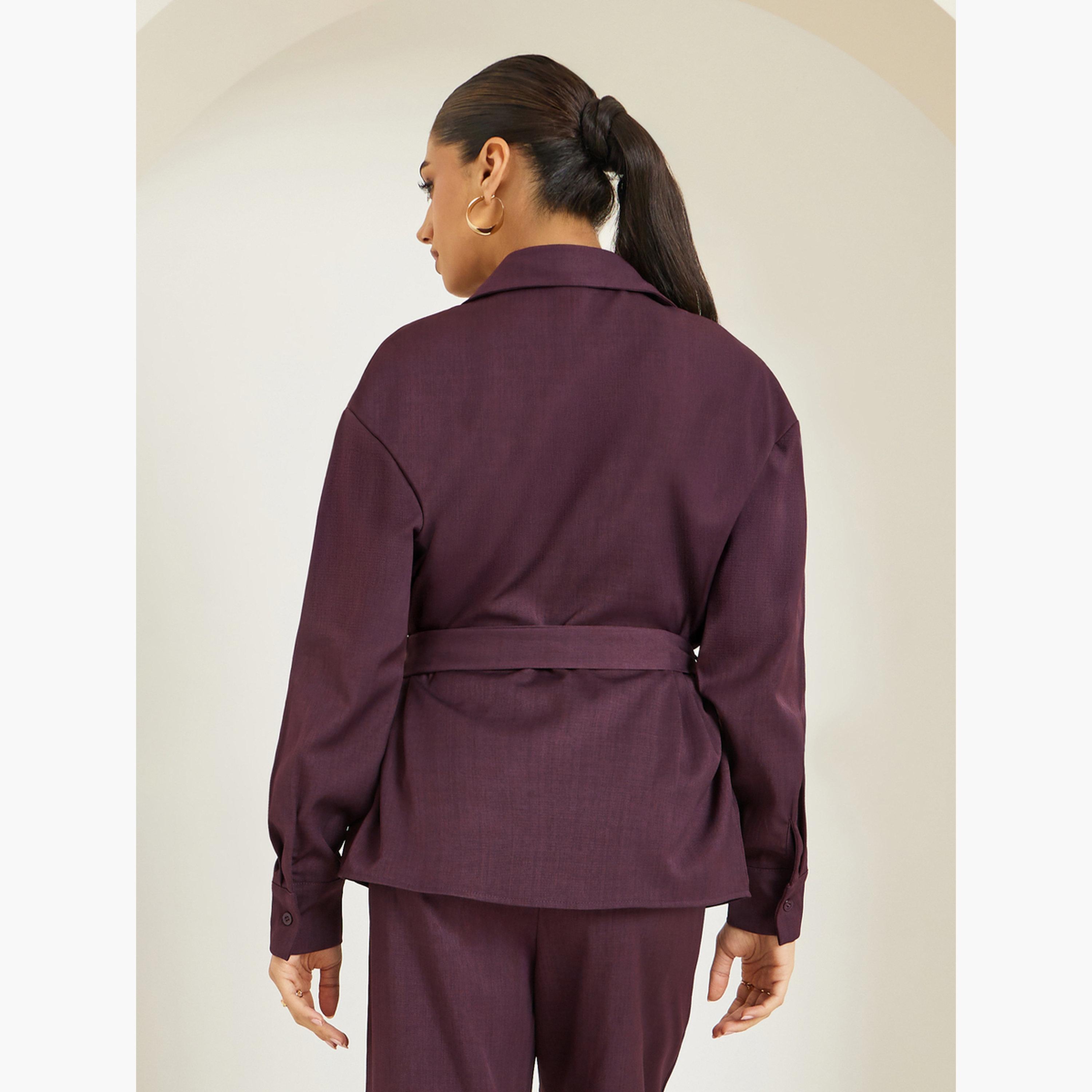 بلوزة بأكمام طويلة ورباط خصر-women-clothing-shirtsandblouses-blouses-image-4