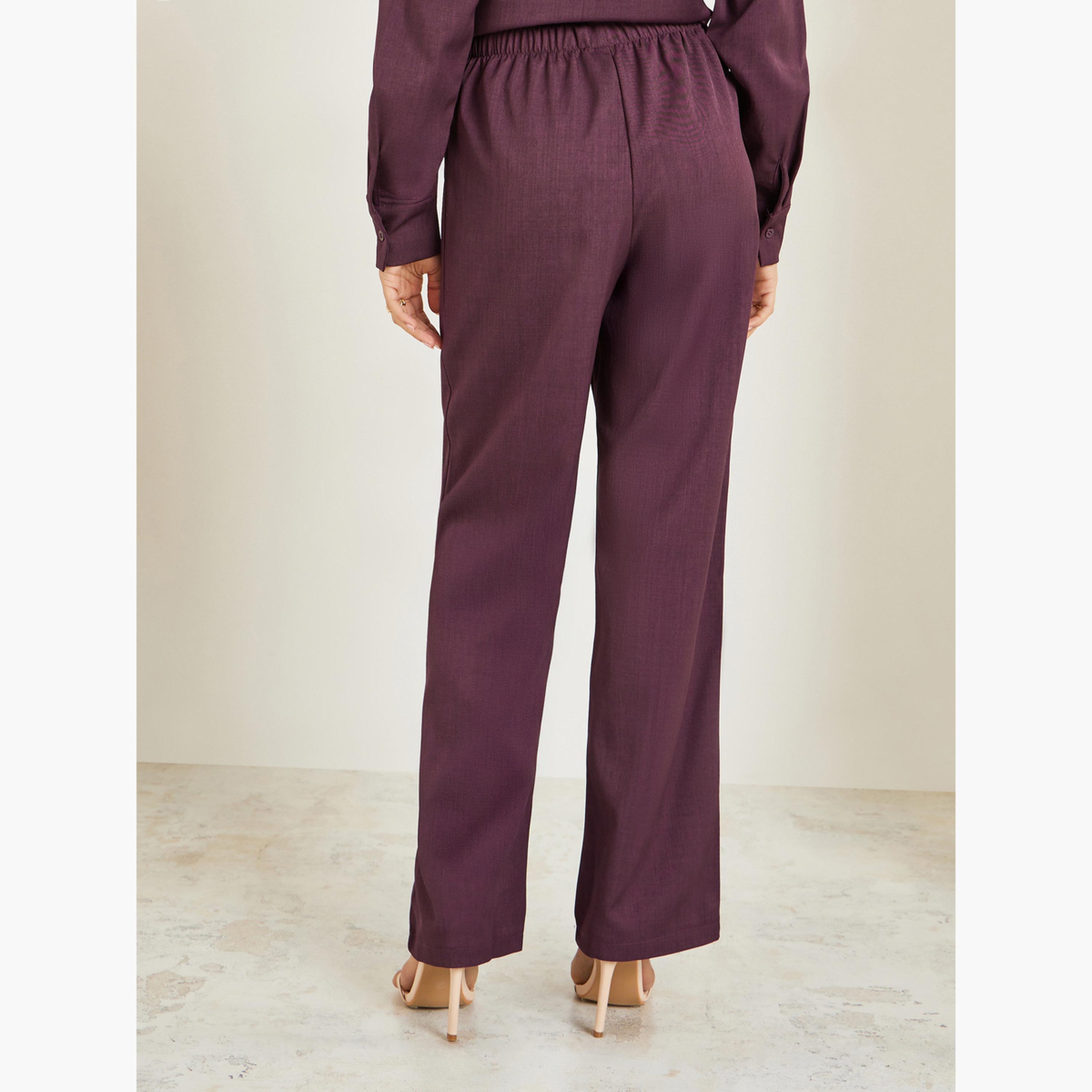 Styli Women Burgundy Wide Leg Pants-women-clothing-bottoms-joggers-image-4
