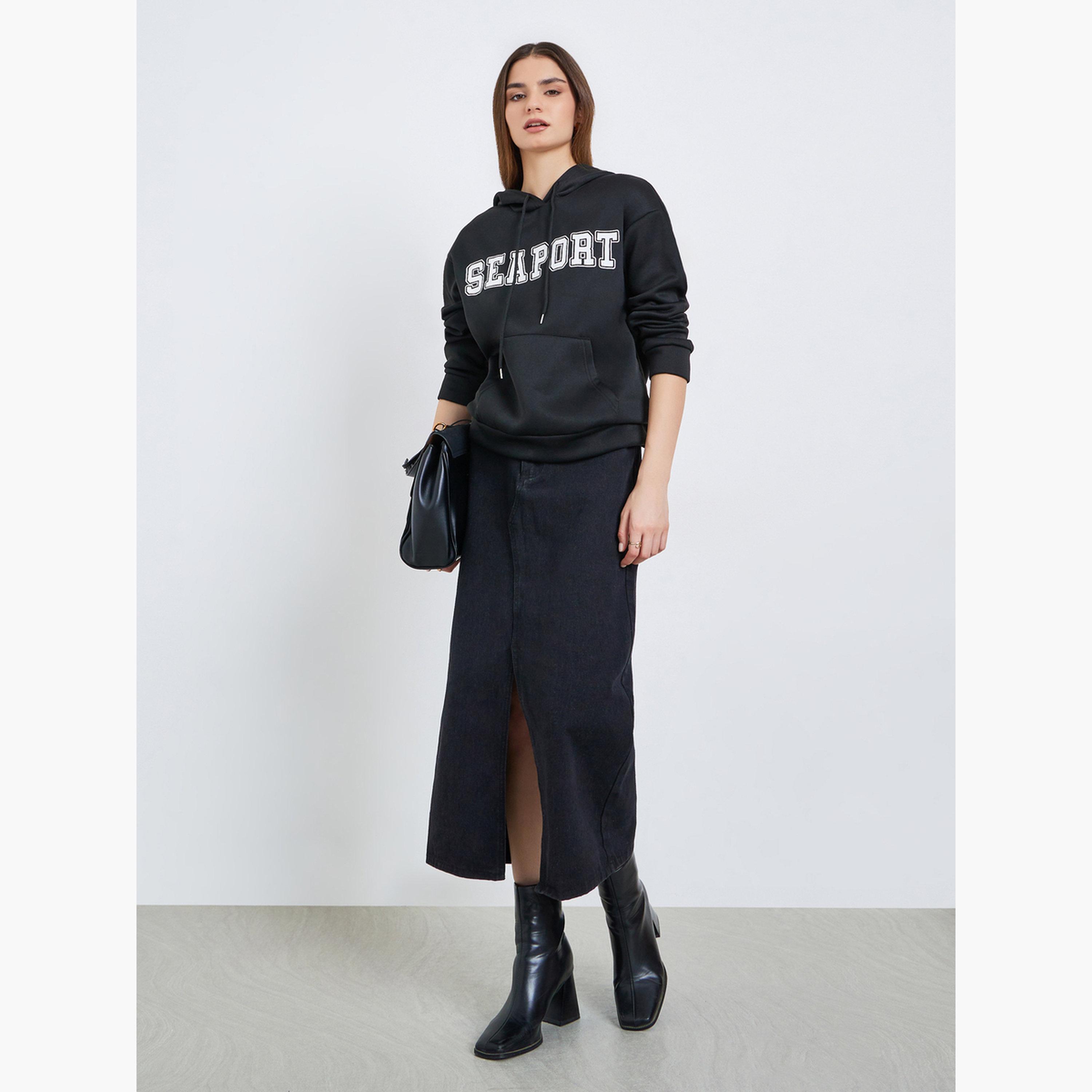 Styli Women Black Graphic Printed Oversize Hoodie-women-clothing-hoodiesandsweatshirts-hoodies-image-2