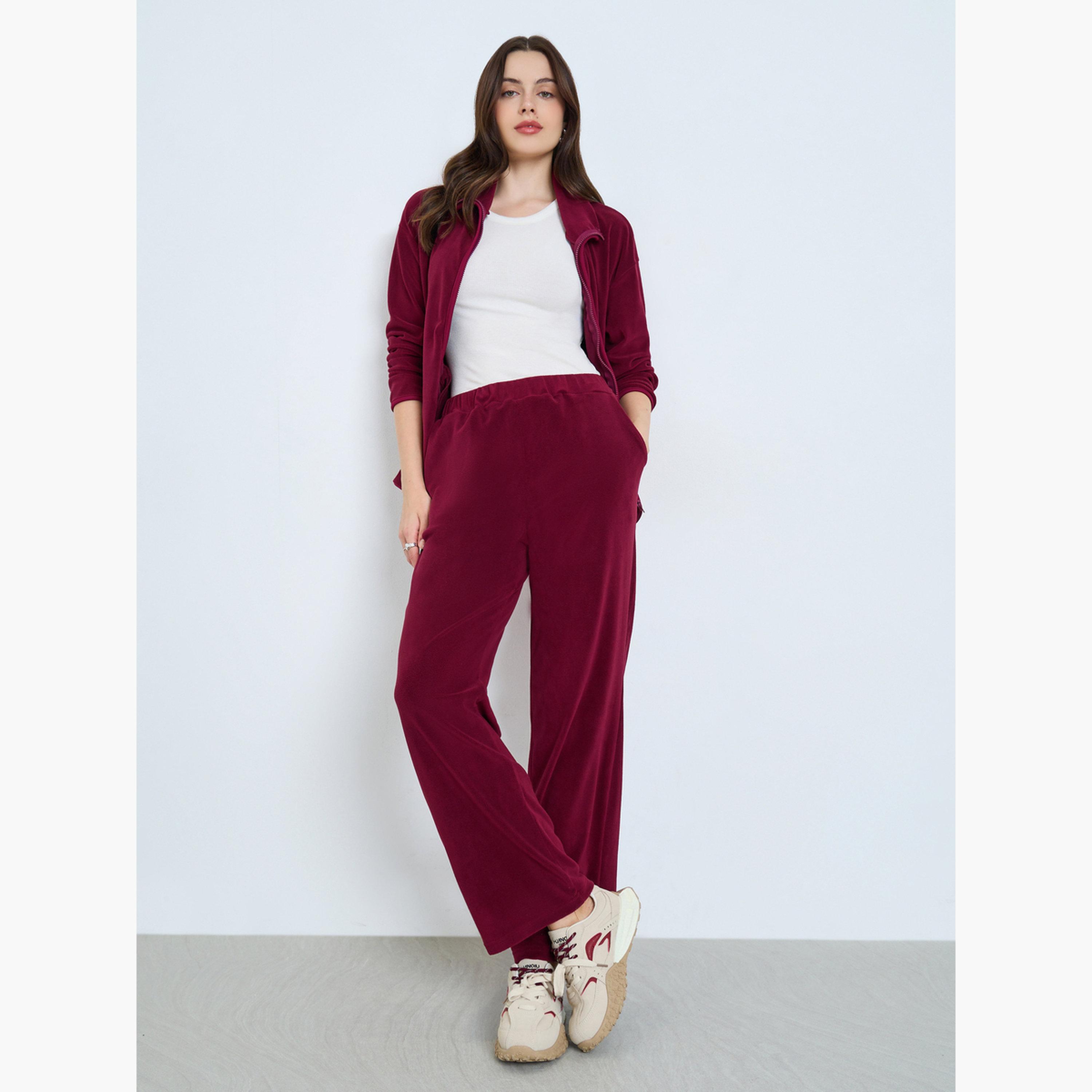 طقم منسق من جاكيت فليس وبنطال-women-clothing-coordsets-image-1