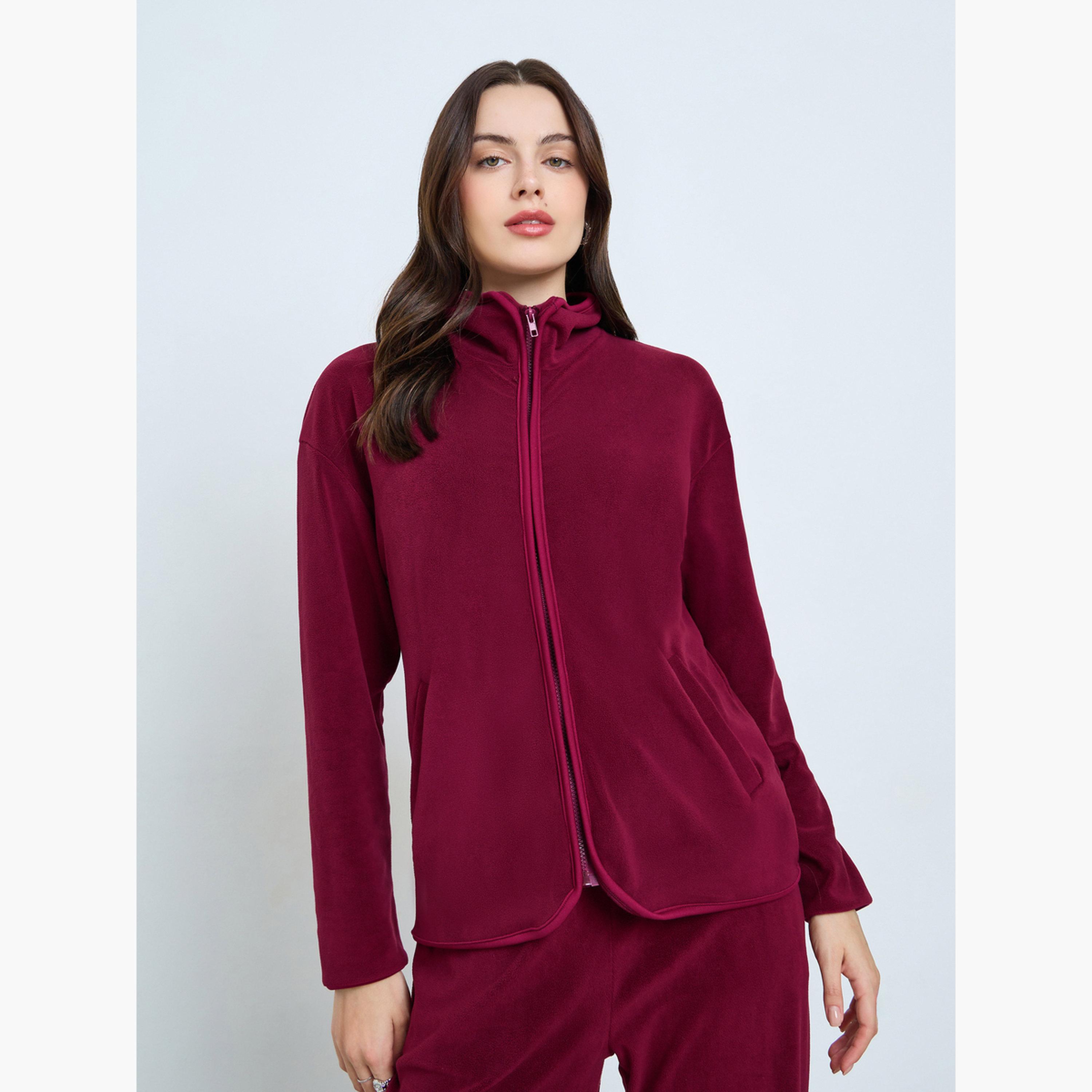 طقم منسق من جاكيت فليس وبنطال-women-clothing-coordsets-image-3