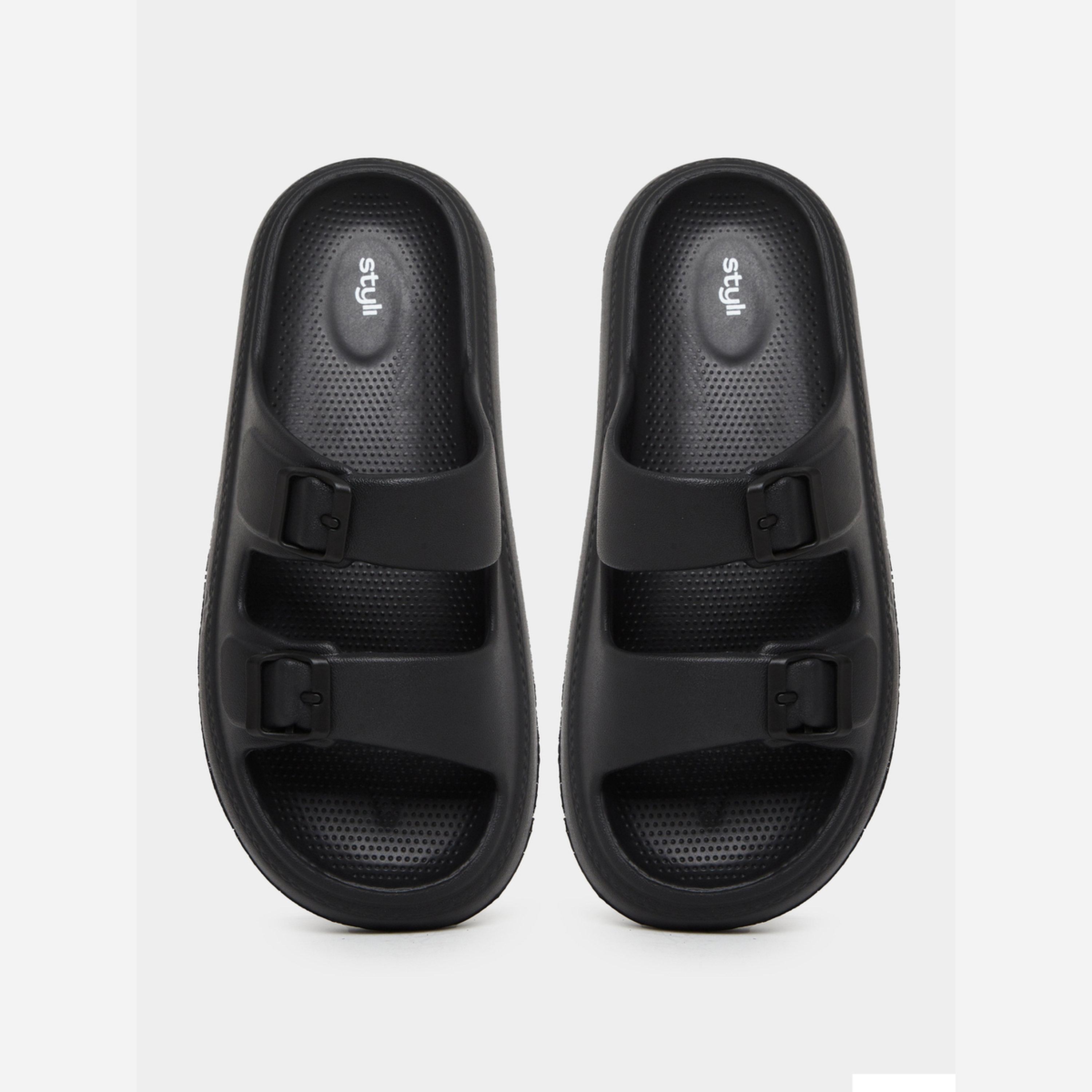 ستايلي - صندل لون أسود مريح مشبك مزدوج-men-shoes-sandals-image-5