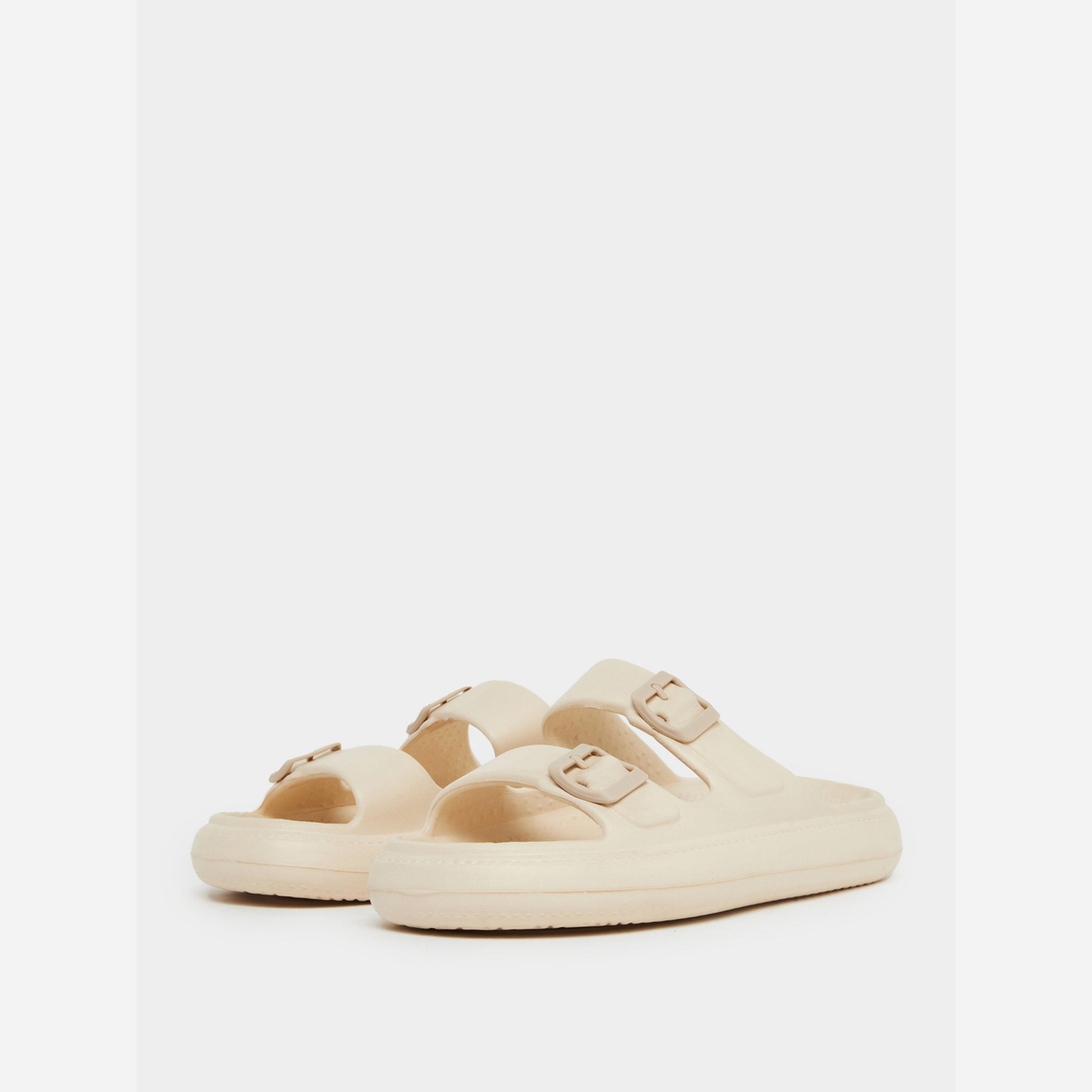 Styli Beige Double Buckle Comfort Slide Sandals-men-shoes-sandals-image-1