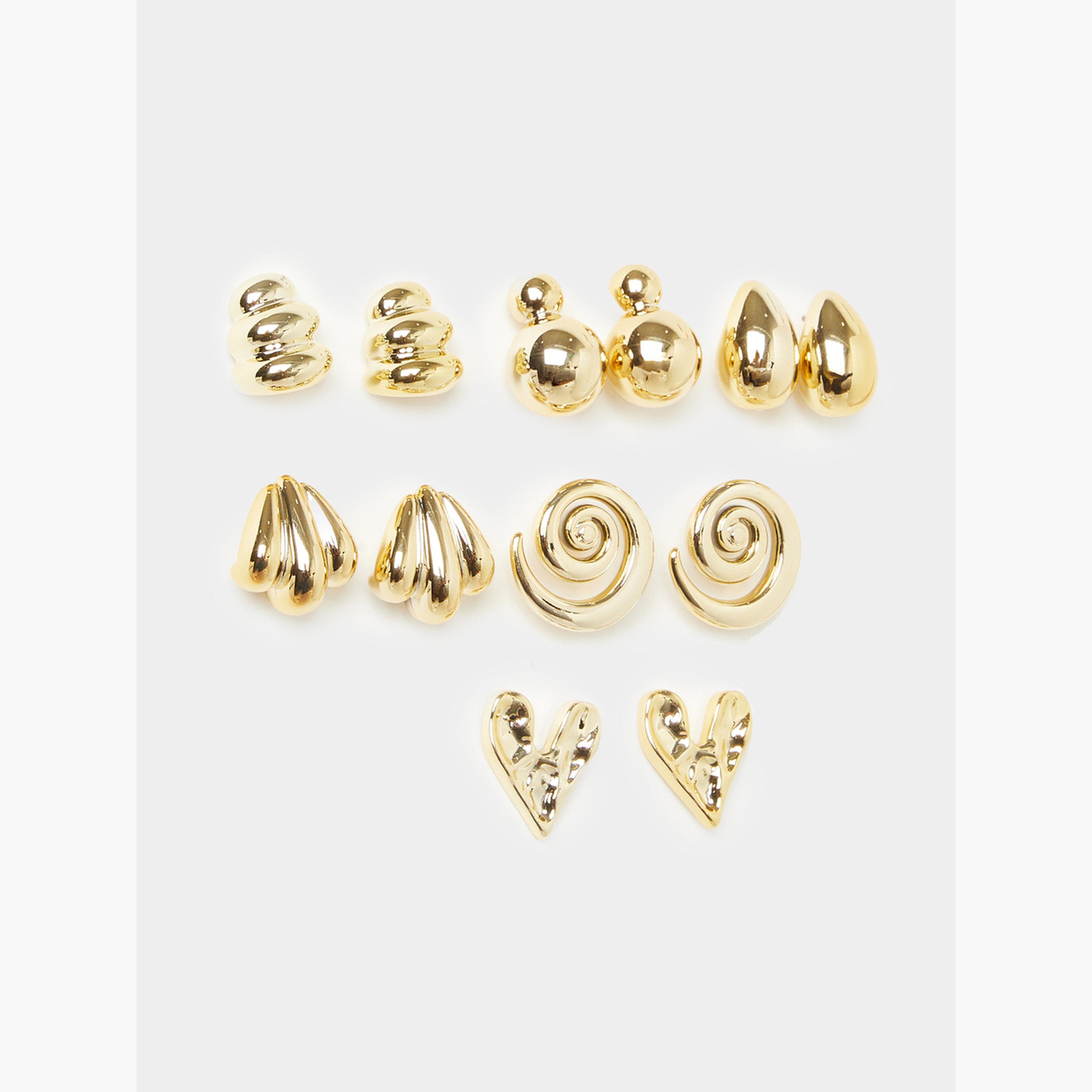 Styli Pack of 6 - Gold Tone Assorted Earrings-women-watchesandjewellery-jewellery-earrings-image-1
