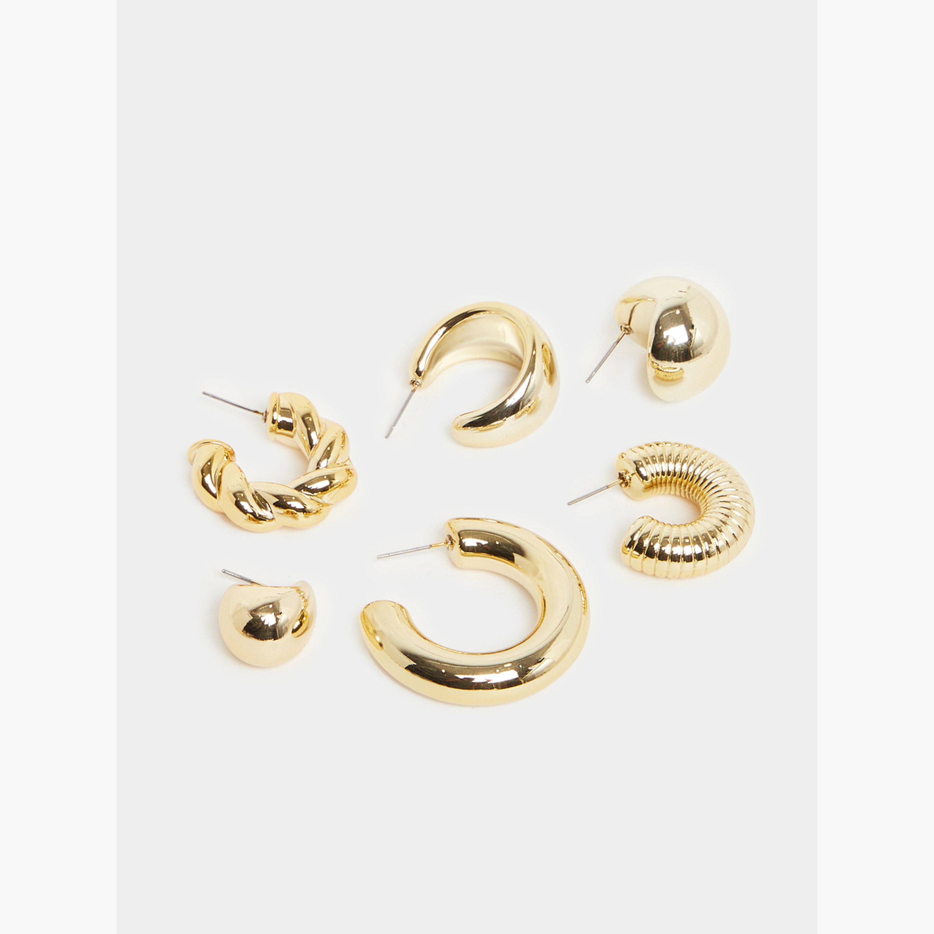 Styli Pack of 9 - Gold Hoop Earrings-women-watchesandjewellery-jewellery-earrings-image-3
