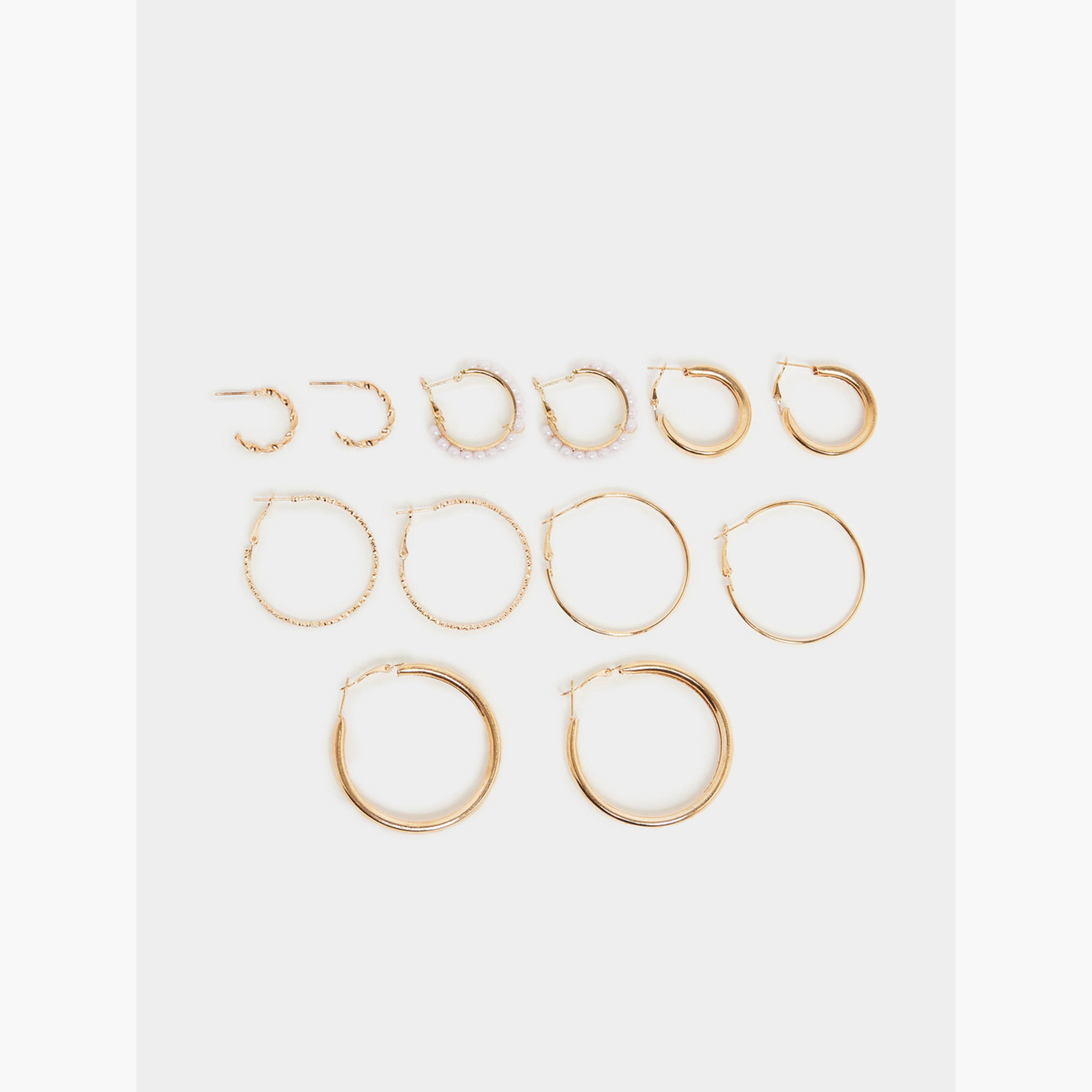 مجموعة من 6 - أقراط حلقية-women-watchesandjewellery-jewellery-earrings-image-1