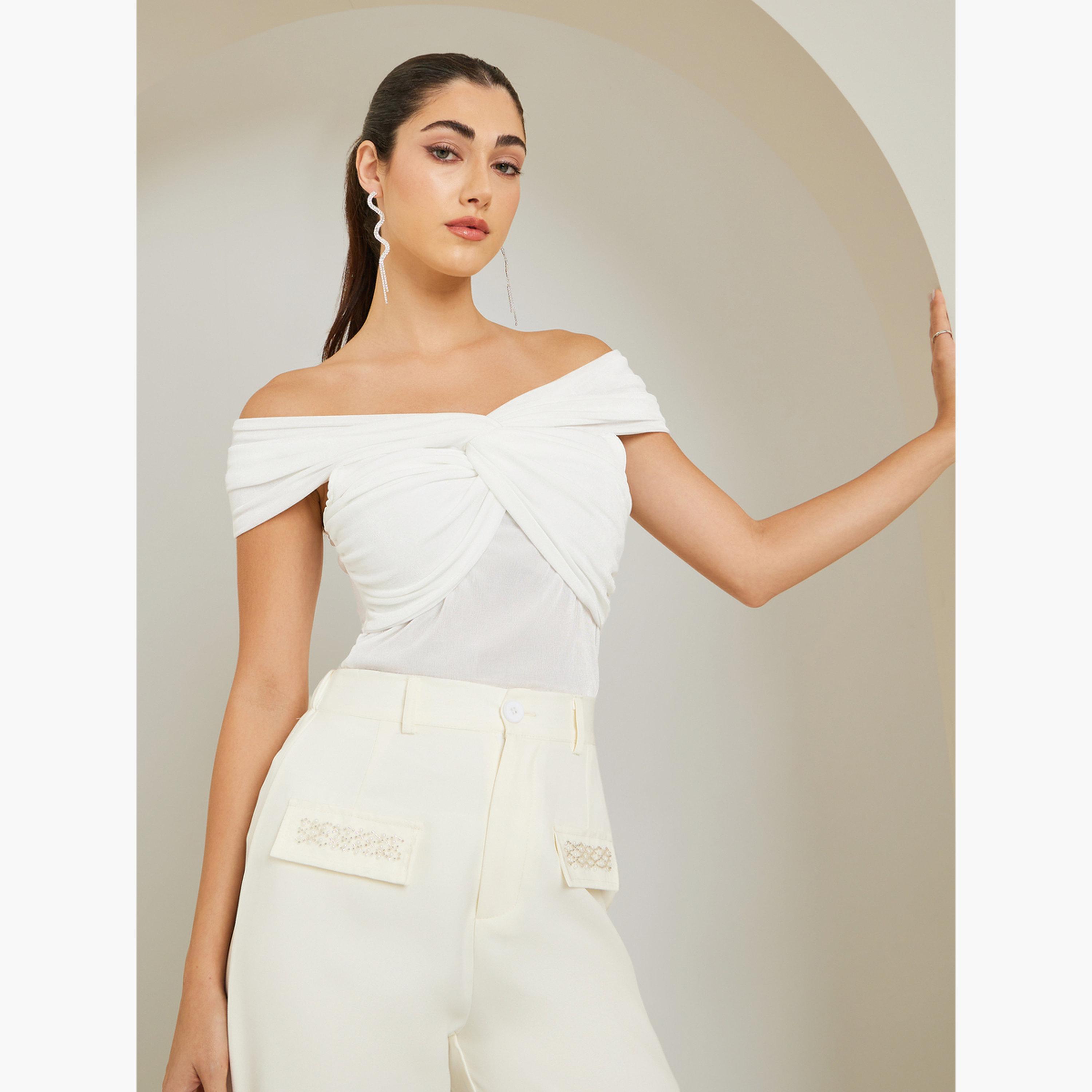 Styli Women Off White Off-Shoulder Twist Knit Top-women-clothing-shirtsandblouses-blouses-image-3