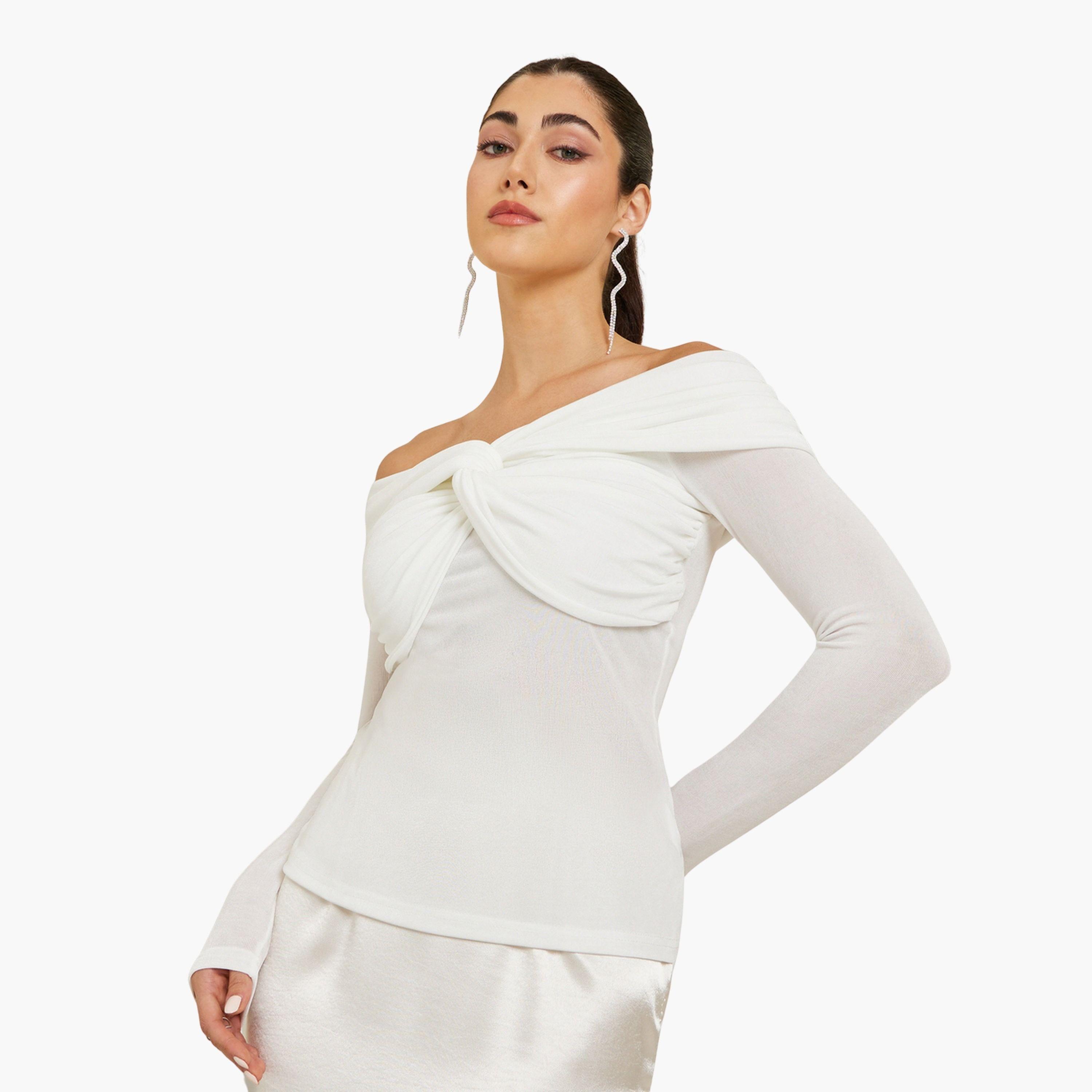Styli Women Off White Off-Shoulder Knit Top-women-clothing-shirtsandblouses-blouses-image-1