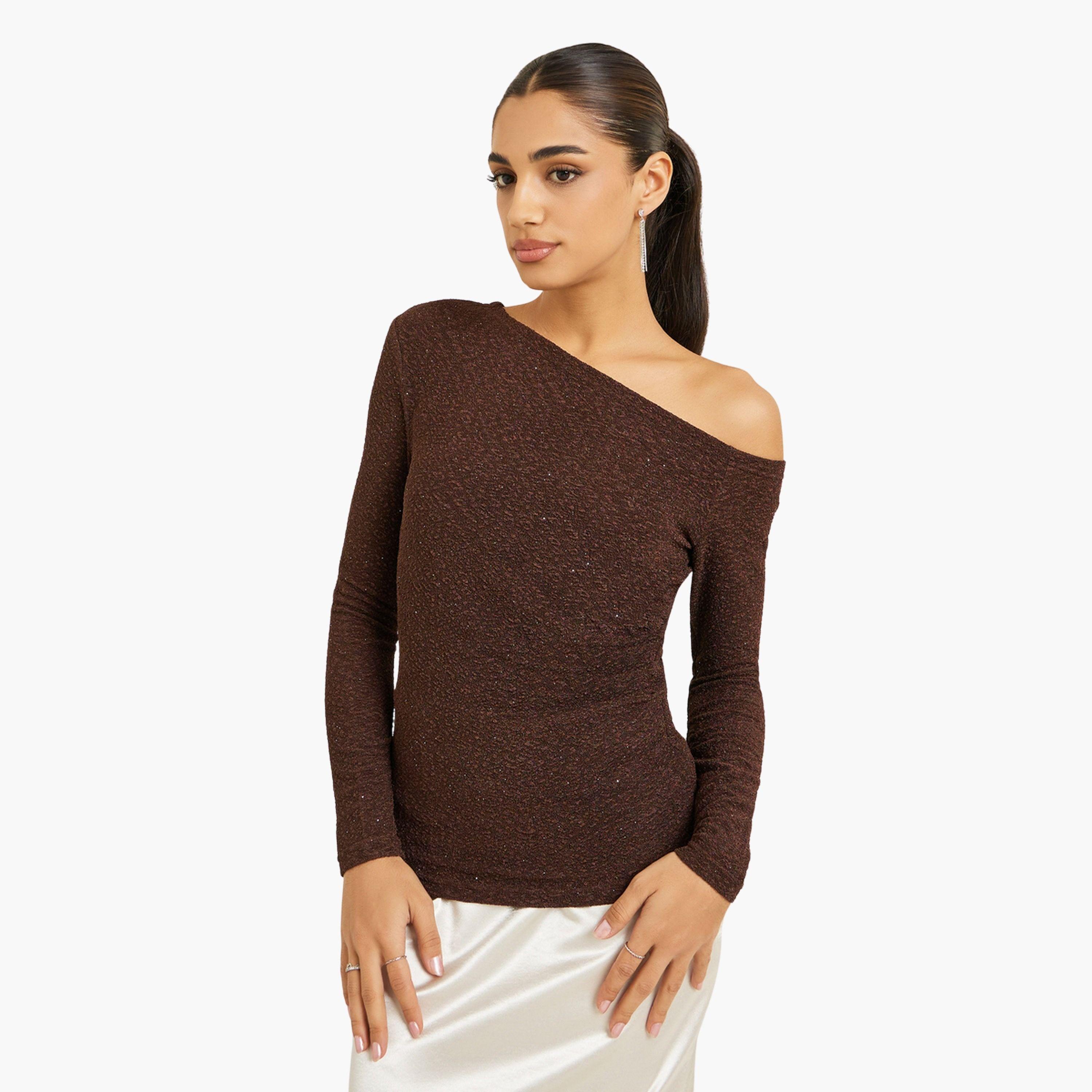 بلوزة محبوكة بتفاصيل براقة-women-clothing-shirtsandblouses-blouses-image-1