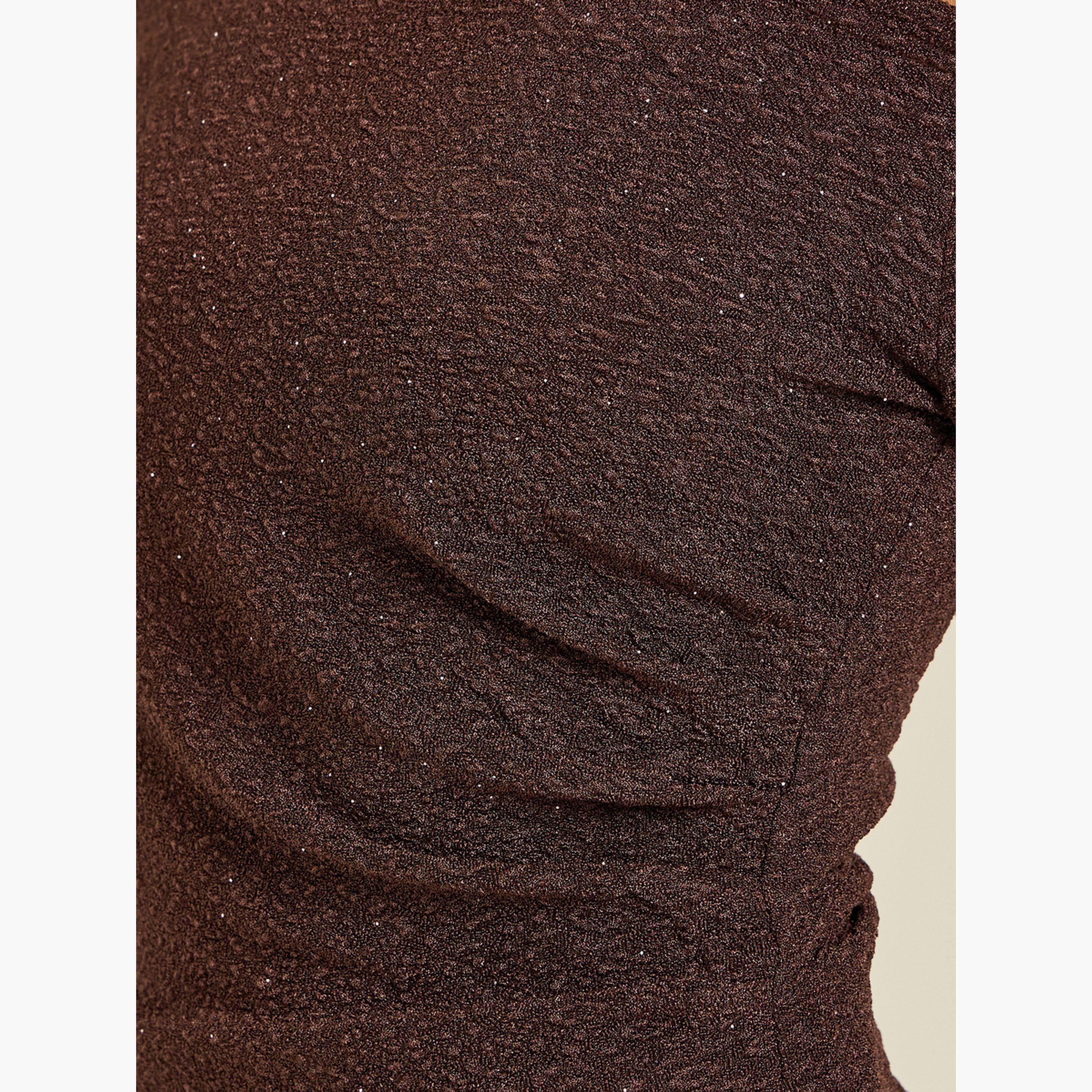 Styli Women Brown Shimmer Knit Top-women-clothing-shirtsandblouses-blouses-image-4