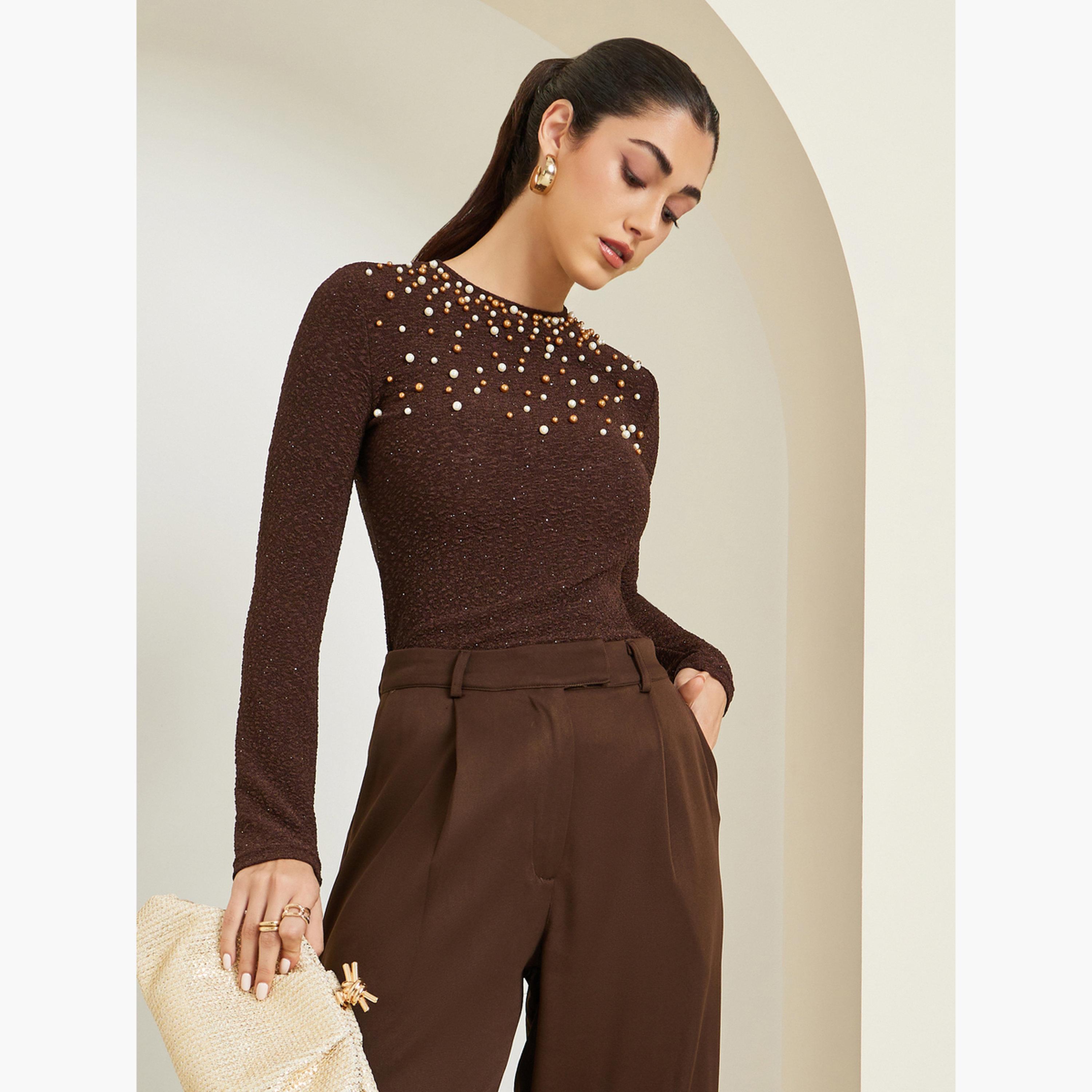 بلوزة محبوكة مزينة باللؤلؤ-women-clothing-tshirts-image-3