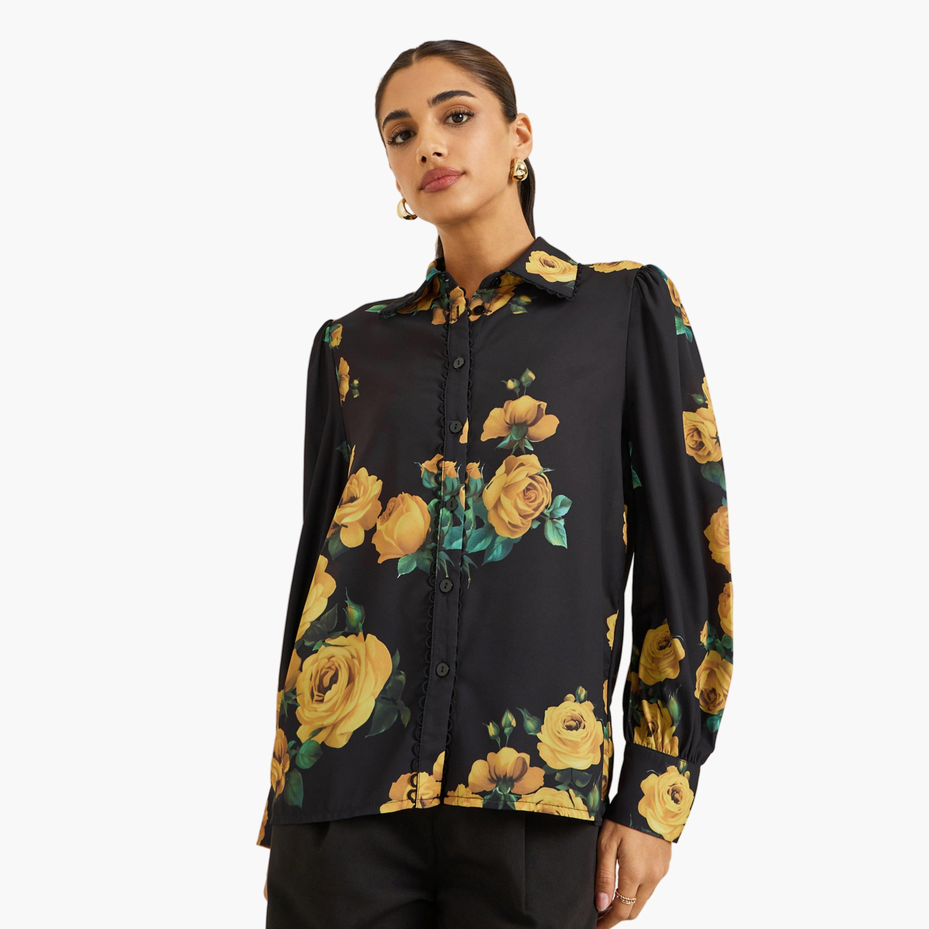 بلوزة كاجوال بطبعة زهور-women-clothing-shirtsandblouses-shirts-image-1