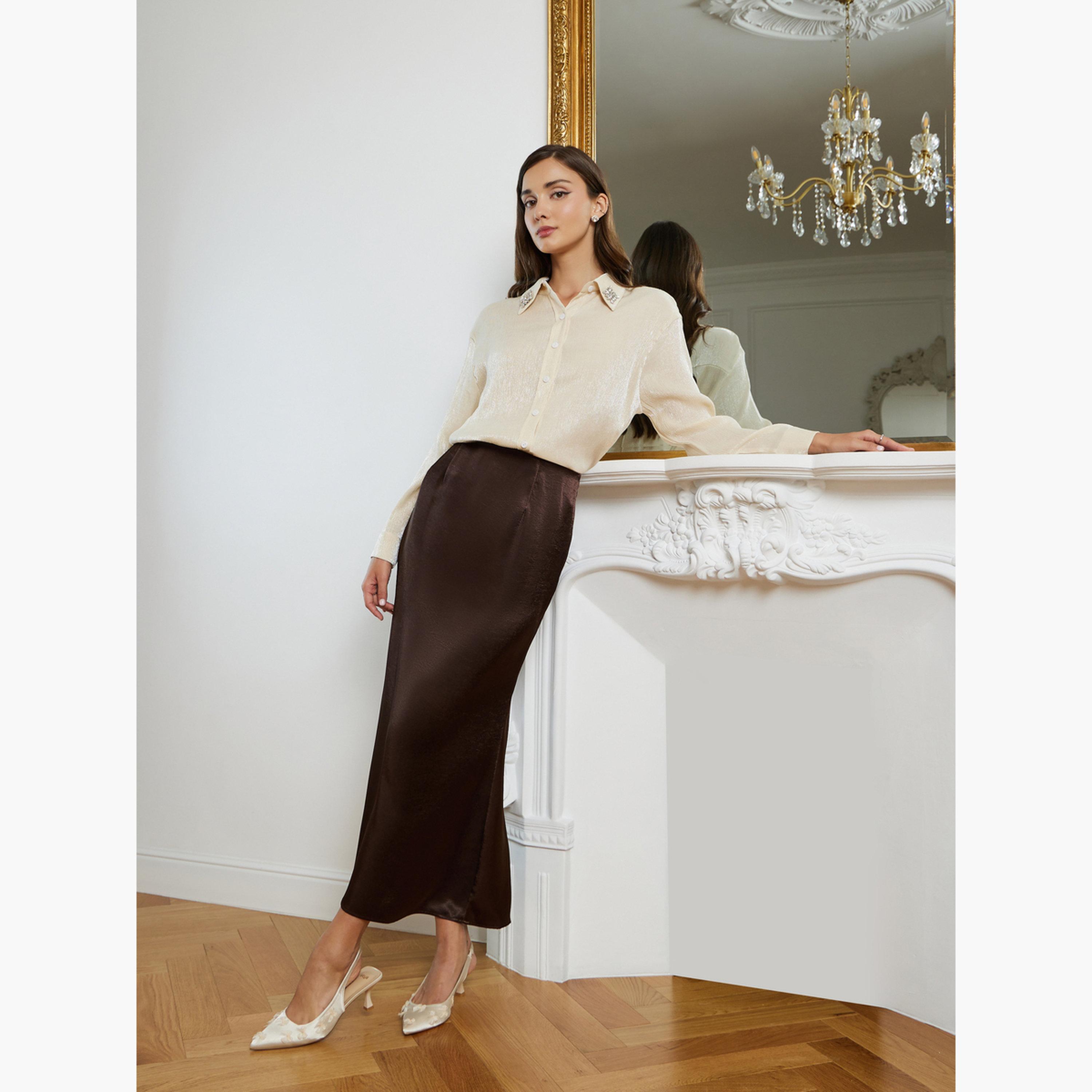 بلوزة بتفاصيل براقة وأكمام طويلة-women-clothing-shirtsandblouses-shirts-image-2