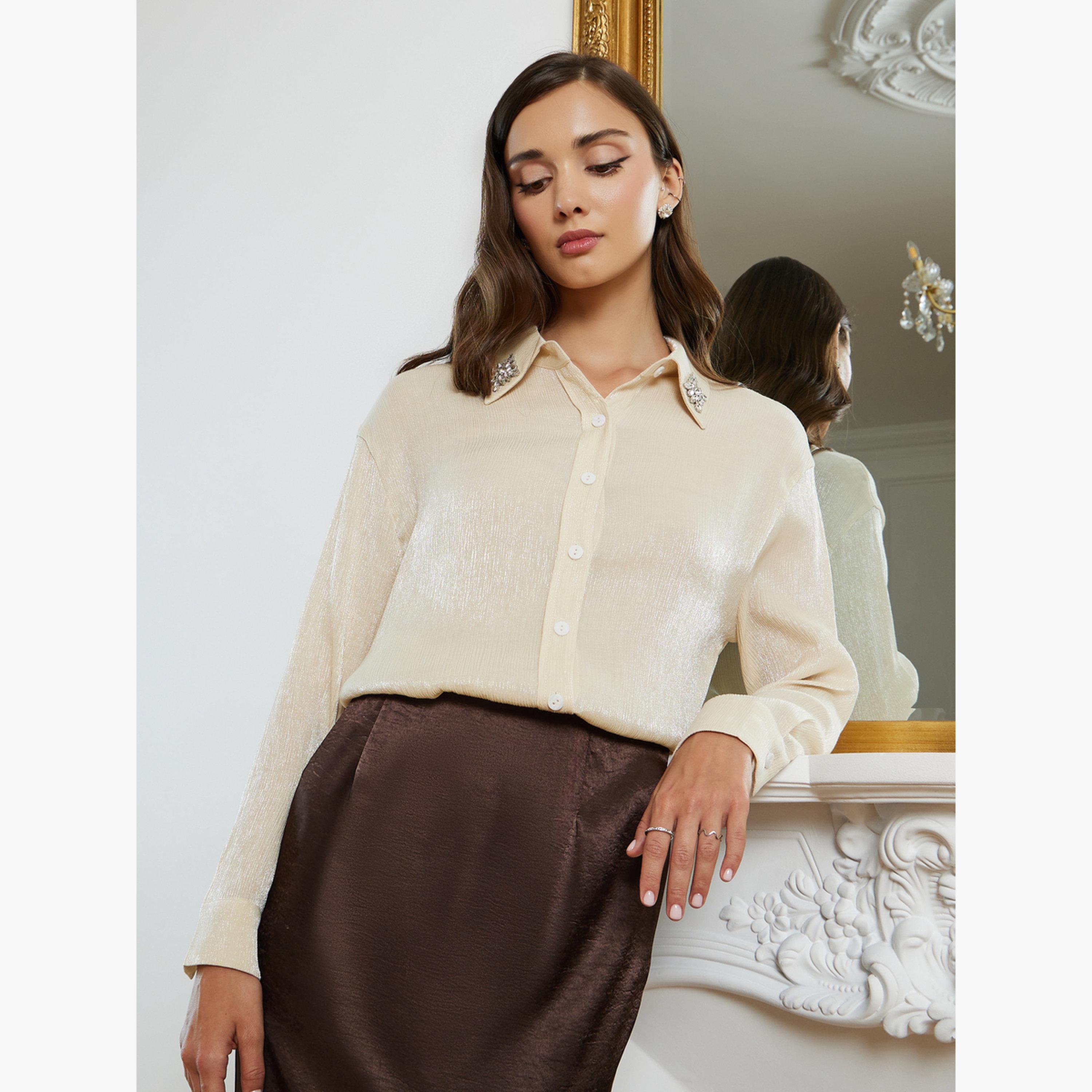 بلوزة بتفاصيل براقة وأكمام طويلة-women-clothing-shirtsandblouses-shirts-image-3