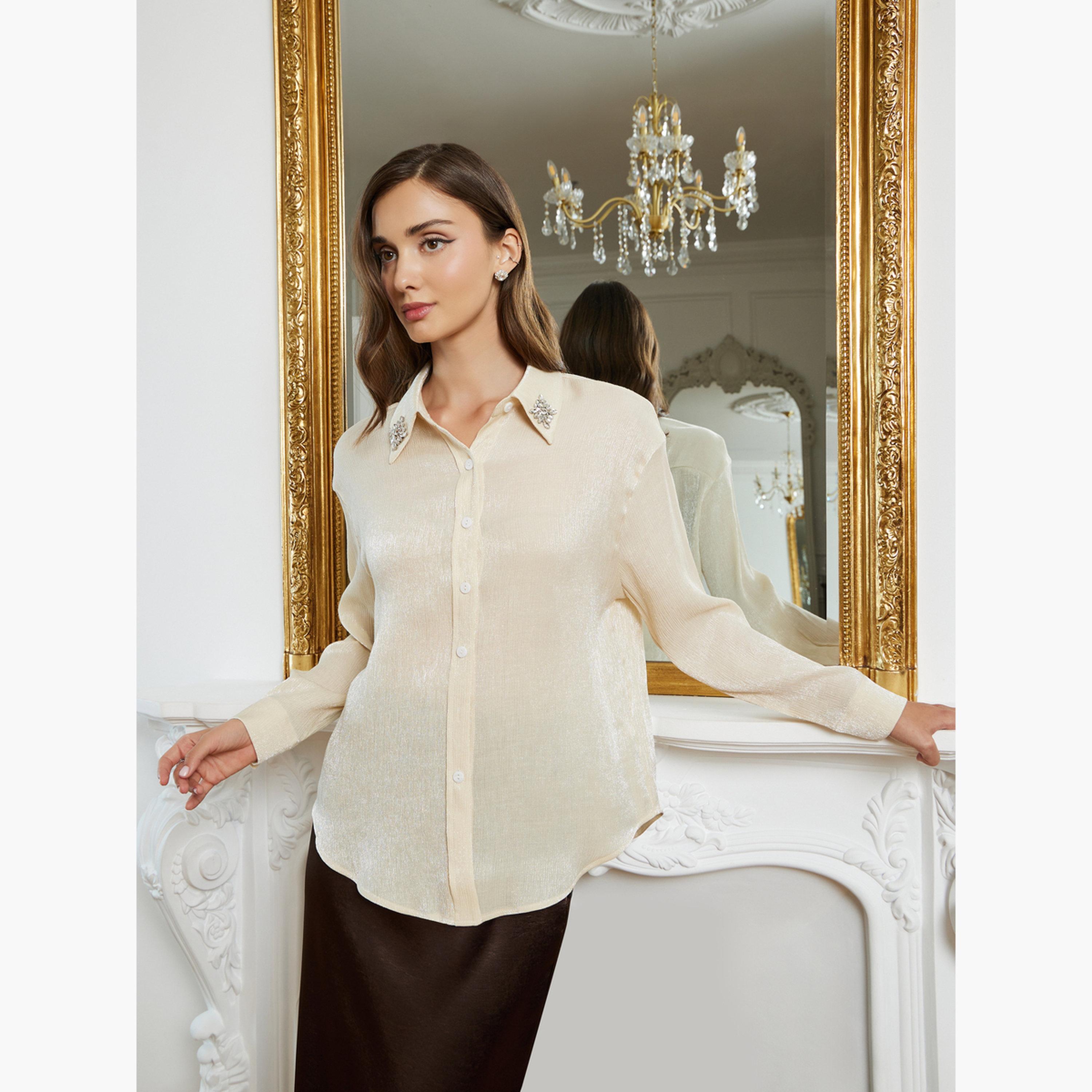 بلوزة بتفاصيل براقة وأكمام طويلة-women-clothing-shirtsandblouses-shirts-image-4