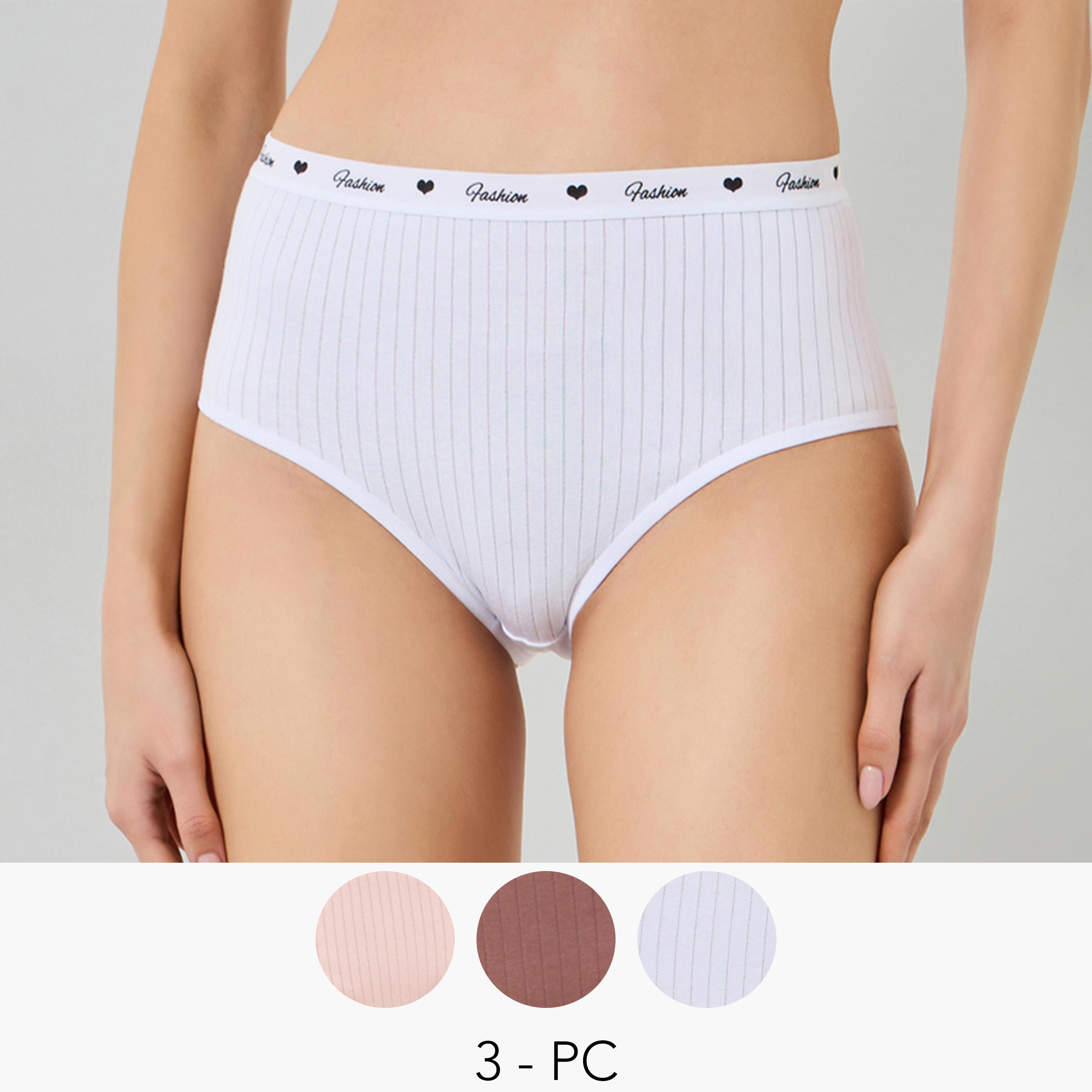 Styli Pack of 3 - Cotton Elastane Rib Full Briefs-women-clothing-lingerie-panties-image-1