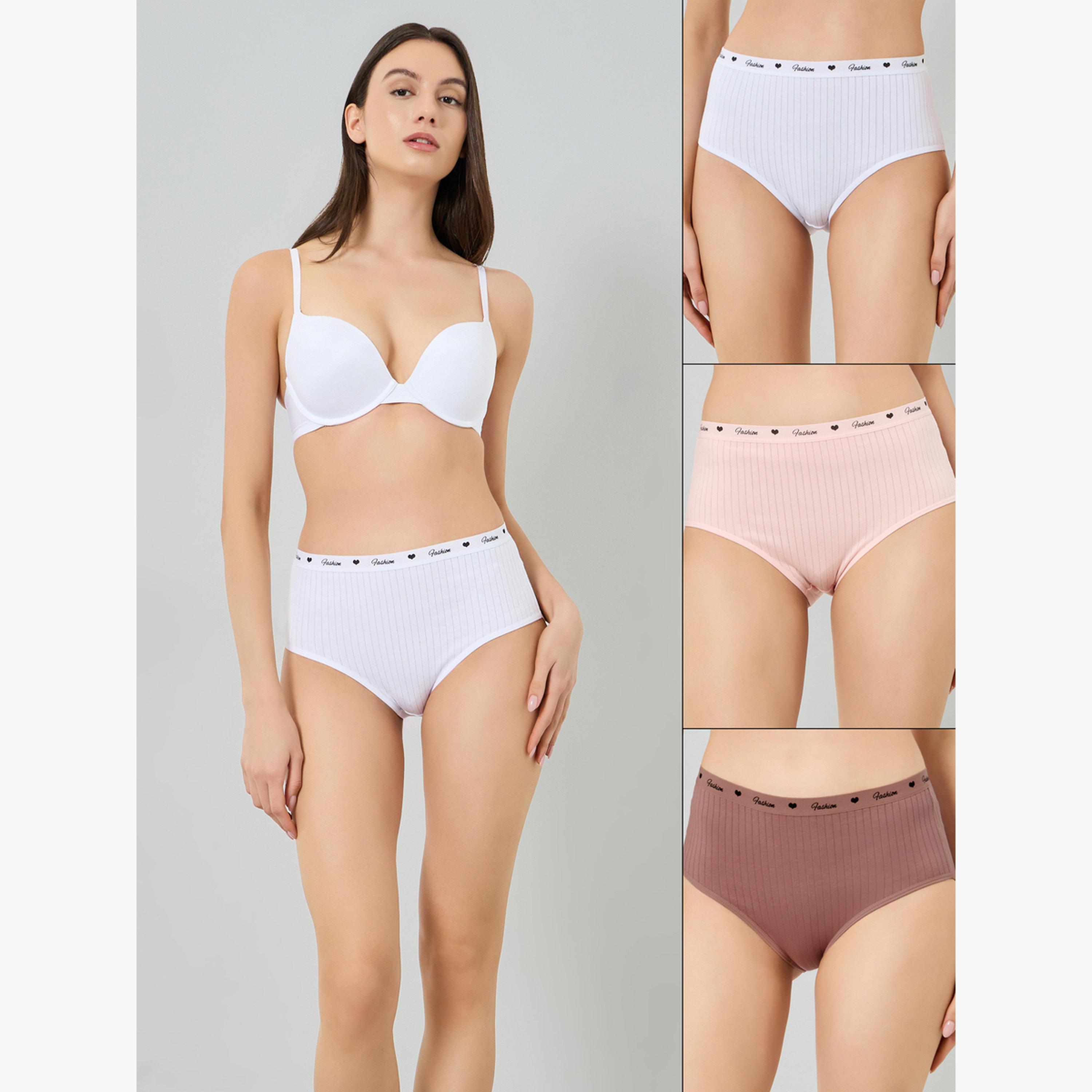 Styli Pack of 3 - Cotton Elastane Rib Full Briefs-women-clothing-lingerie-panties-image-2