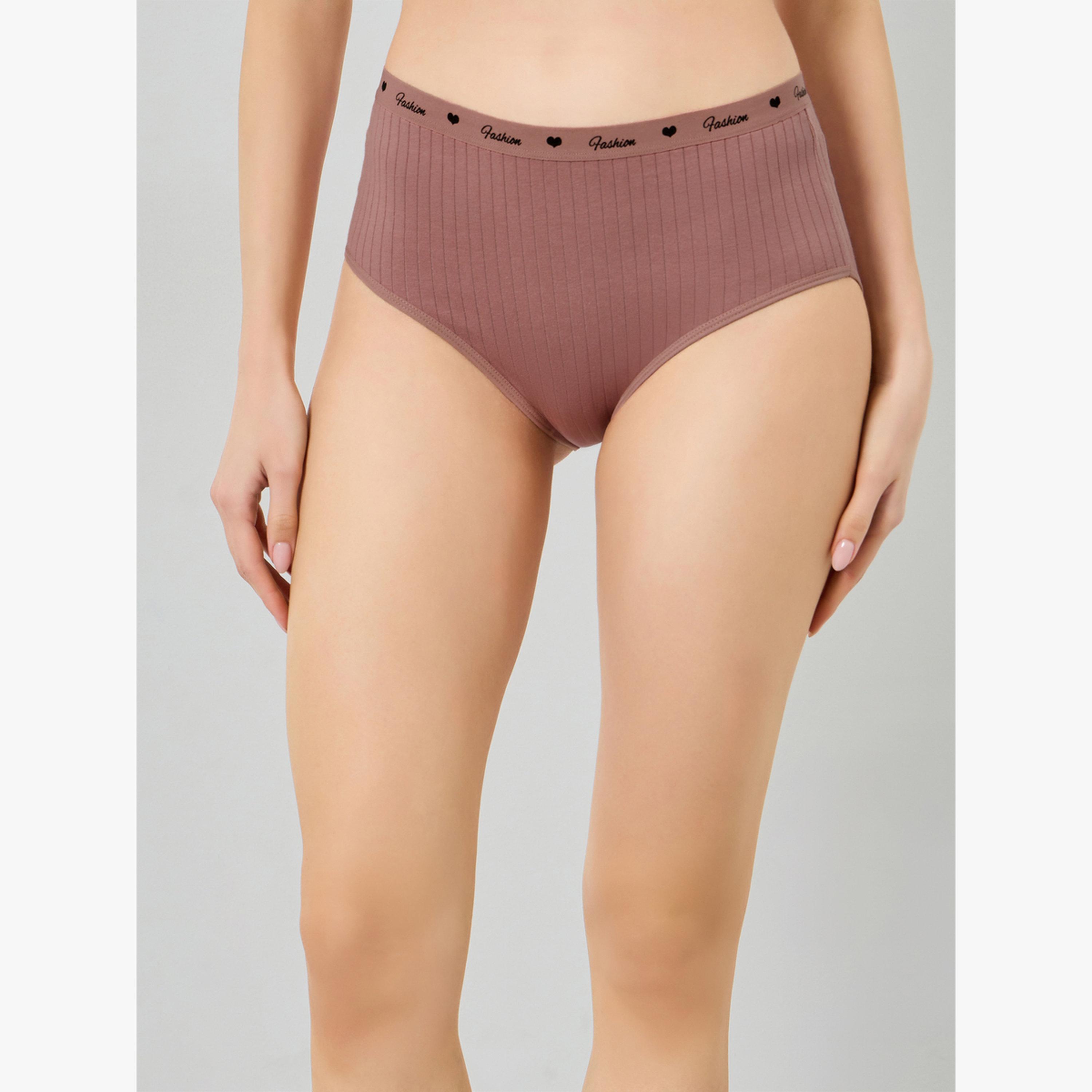 طقم من 3 قطع - سراويل داخلية قطن مضلعة-women-clothing-lingerie-panties-image-6