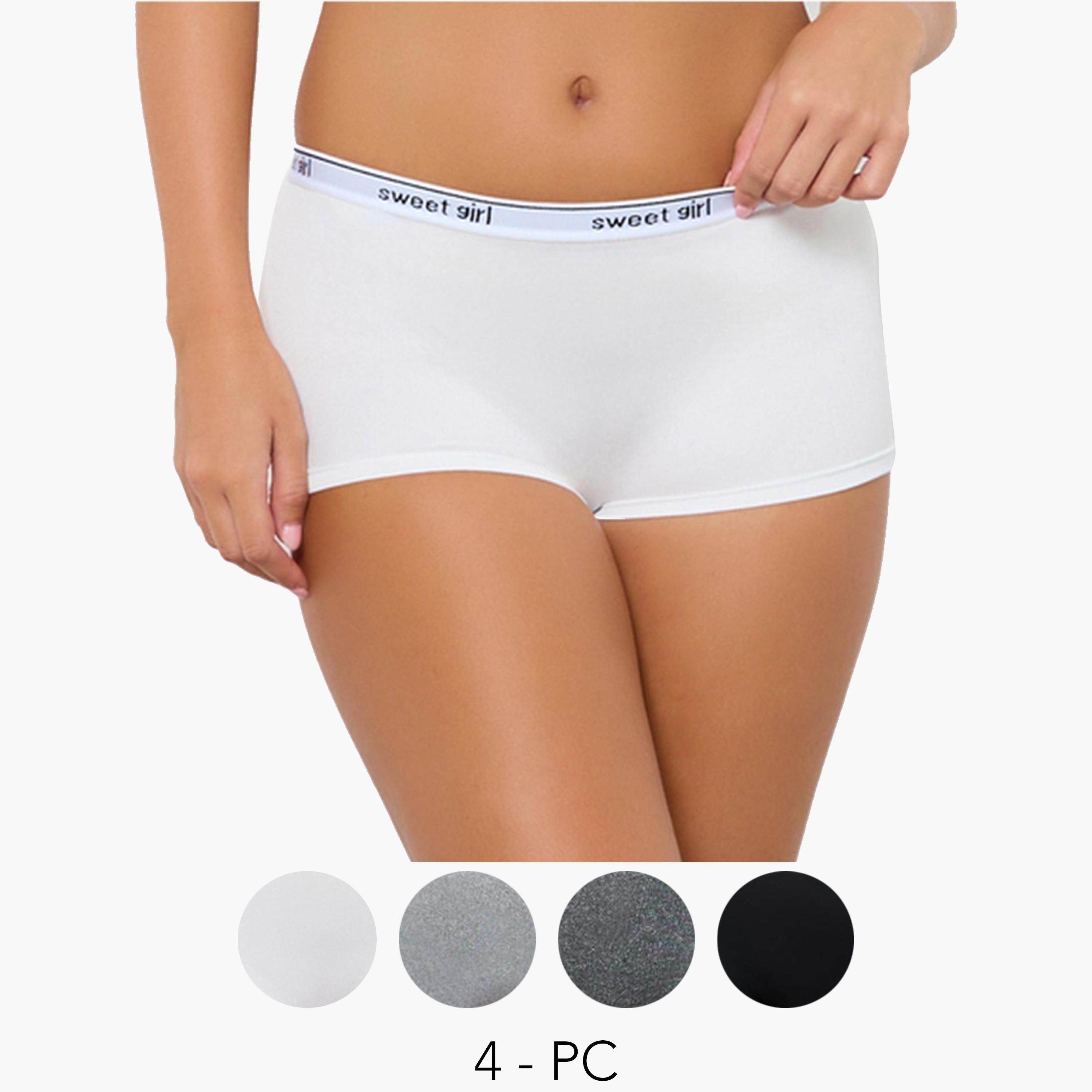Styli Pack of 4 - Cotton Boyshorts Briefs-women-clothing-lingerie-panties-image-1