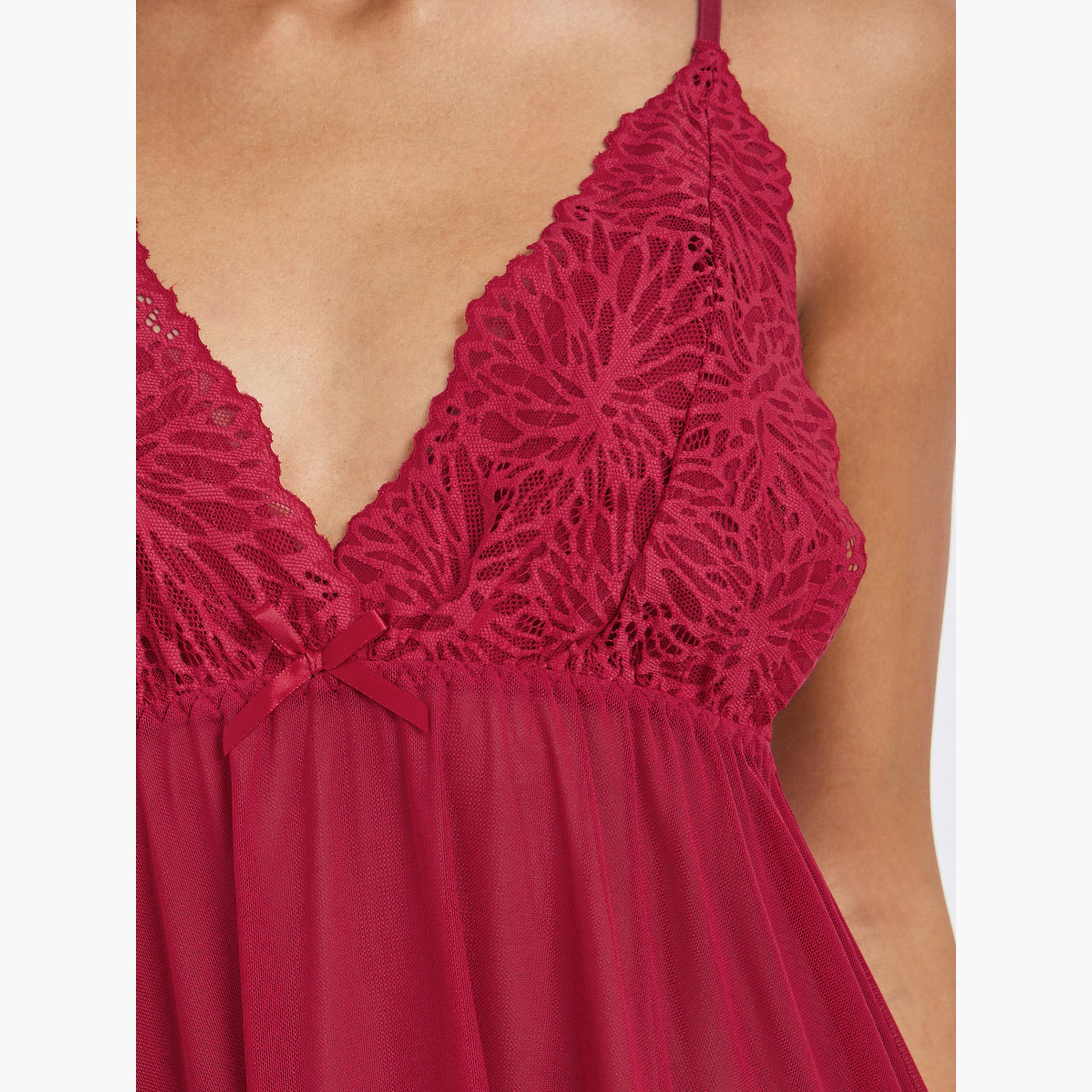 Styli Scalloped Lace Hem Babydoll with Brief-women-clothing-lingerie-lingeriesets-image-3