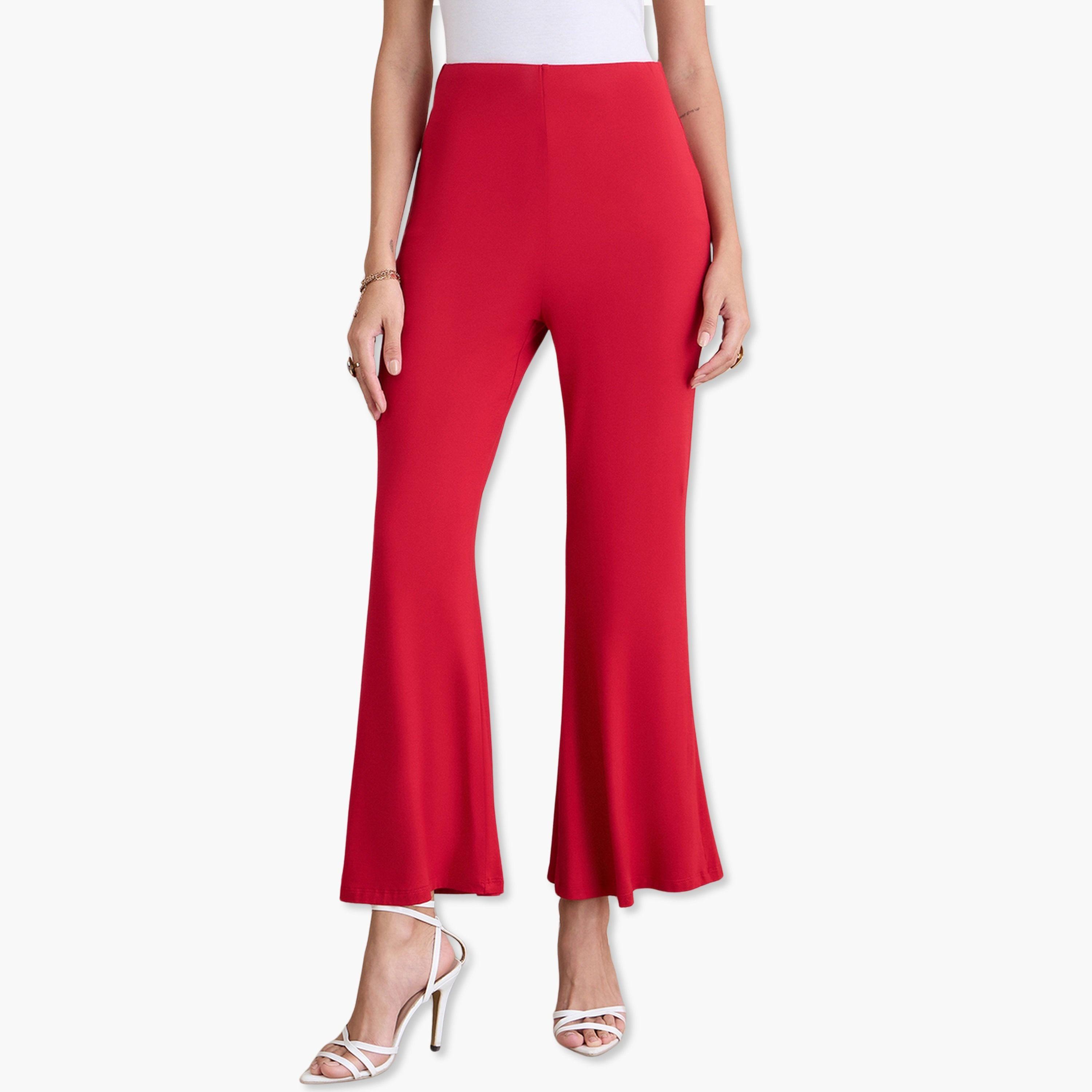 فيميلا - بنطال محبوك أحمر واسع-women-clothing-bottoms-trousers-image-1