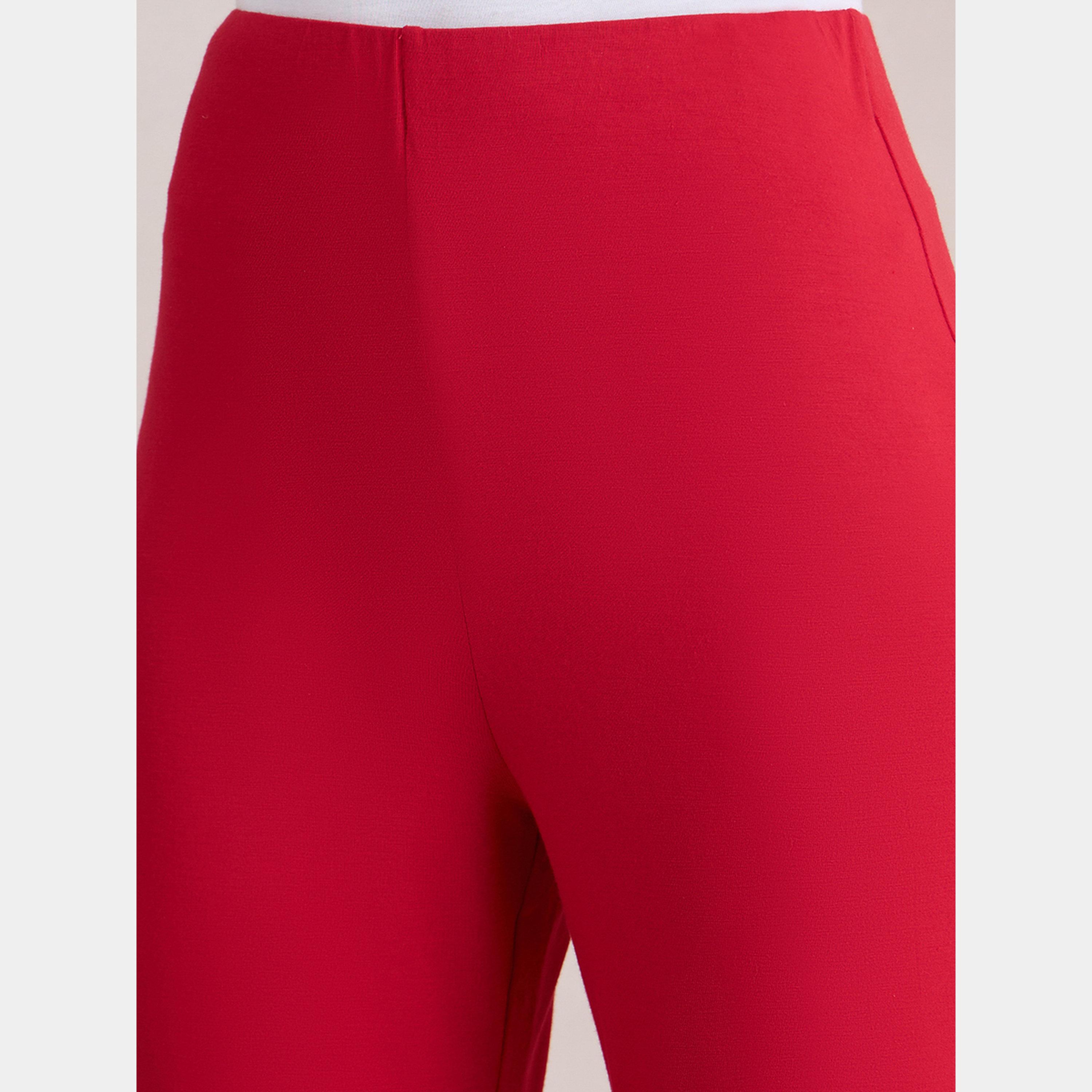 Femmella Red Knit Flared Pants-women-clothing-bottoms-trousers-image-3