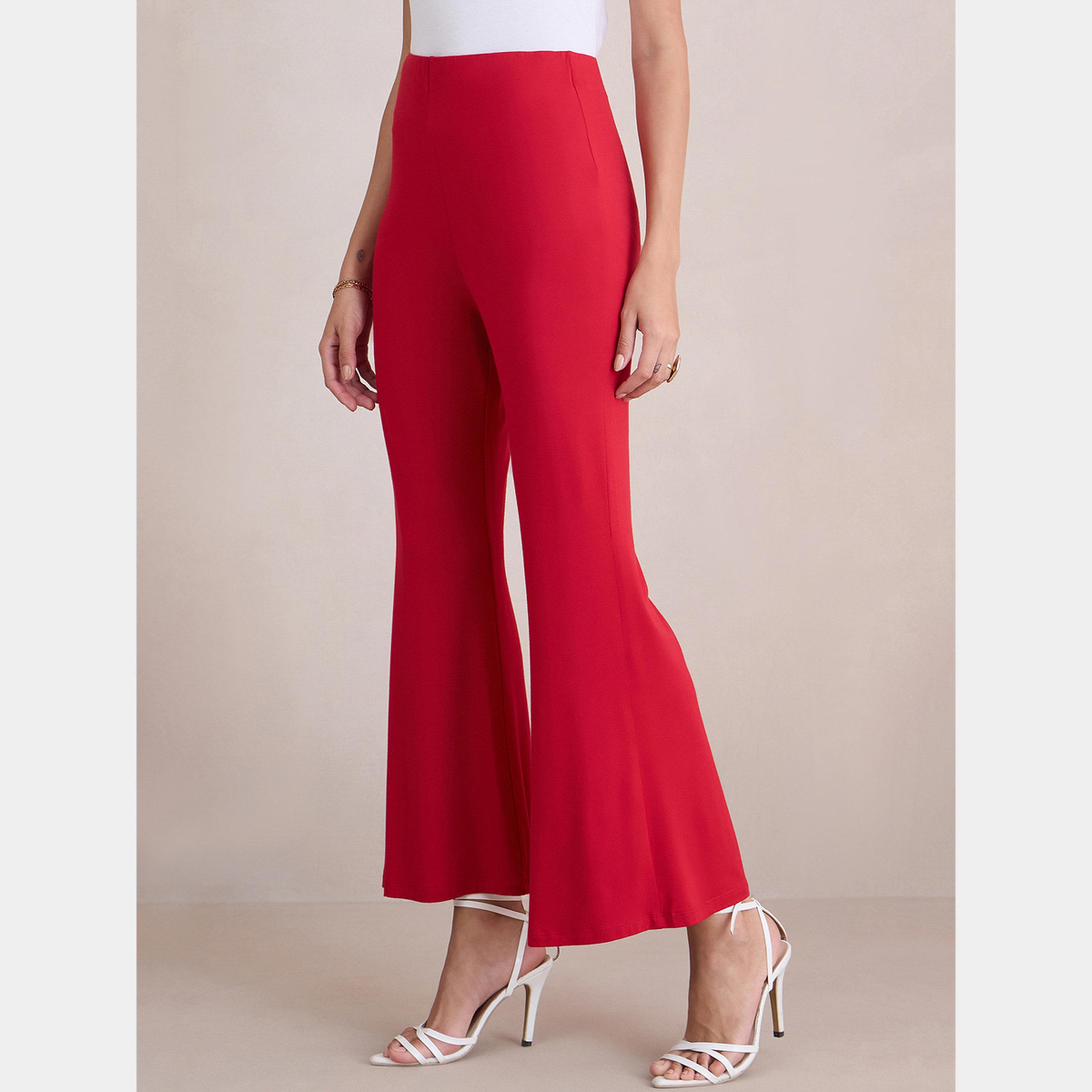 فيميلا - بنطال محبوك أحمر واسع-women-clothing-bottoms-trousers-image-5