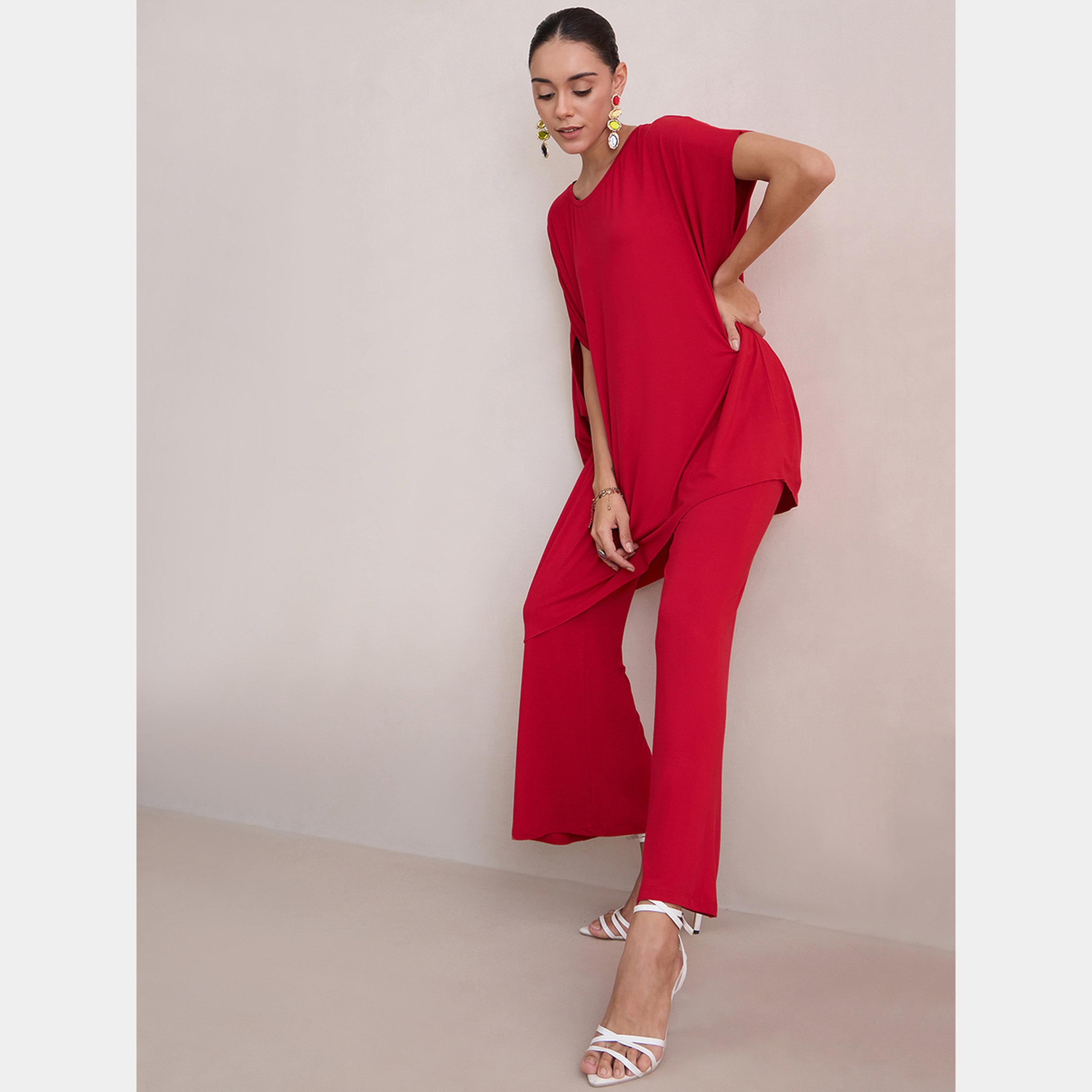 فيميلا - بنطال محبوك أحمر واسع-women-clothing-bottoms-trousers-image-6
