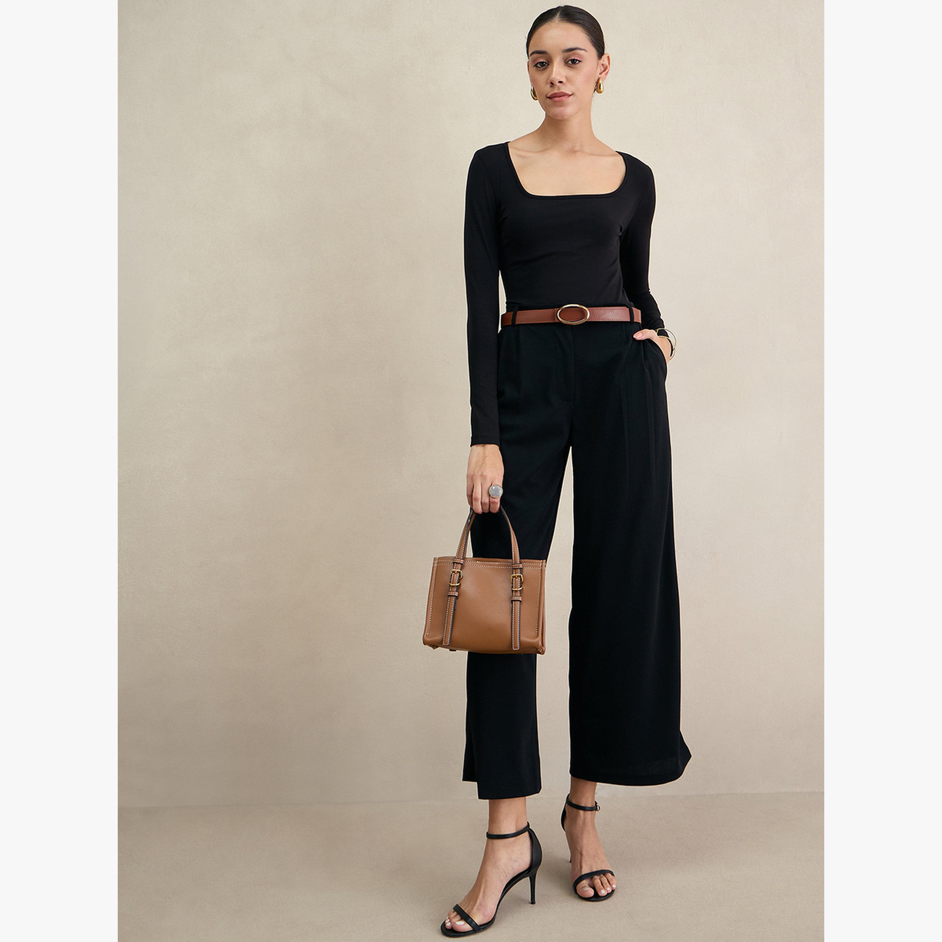 Femmella Women Wide Leg Plain Trousers-women-clothing-bottoms-trousers-image-2