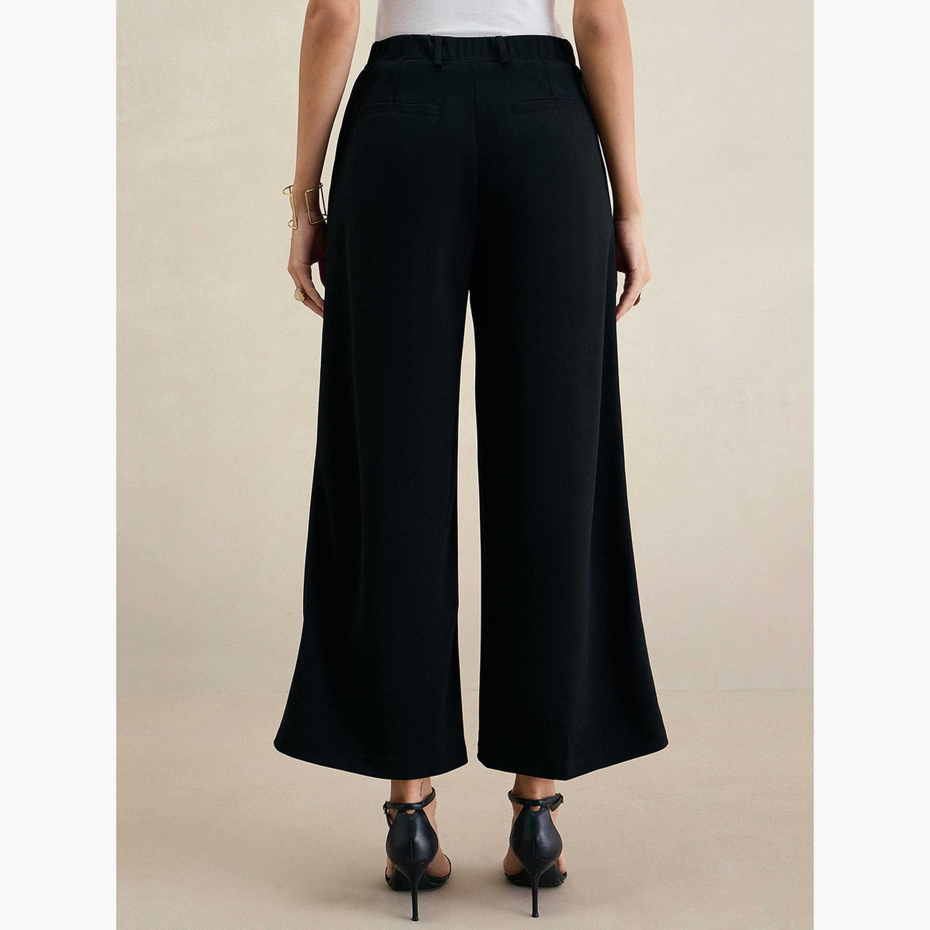 Femmella Women Wide Leg Plain Trousers-women-clothing-bottoms-trousers-image-4