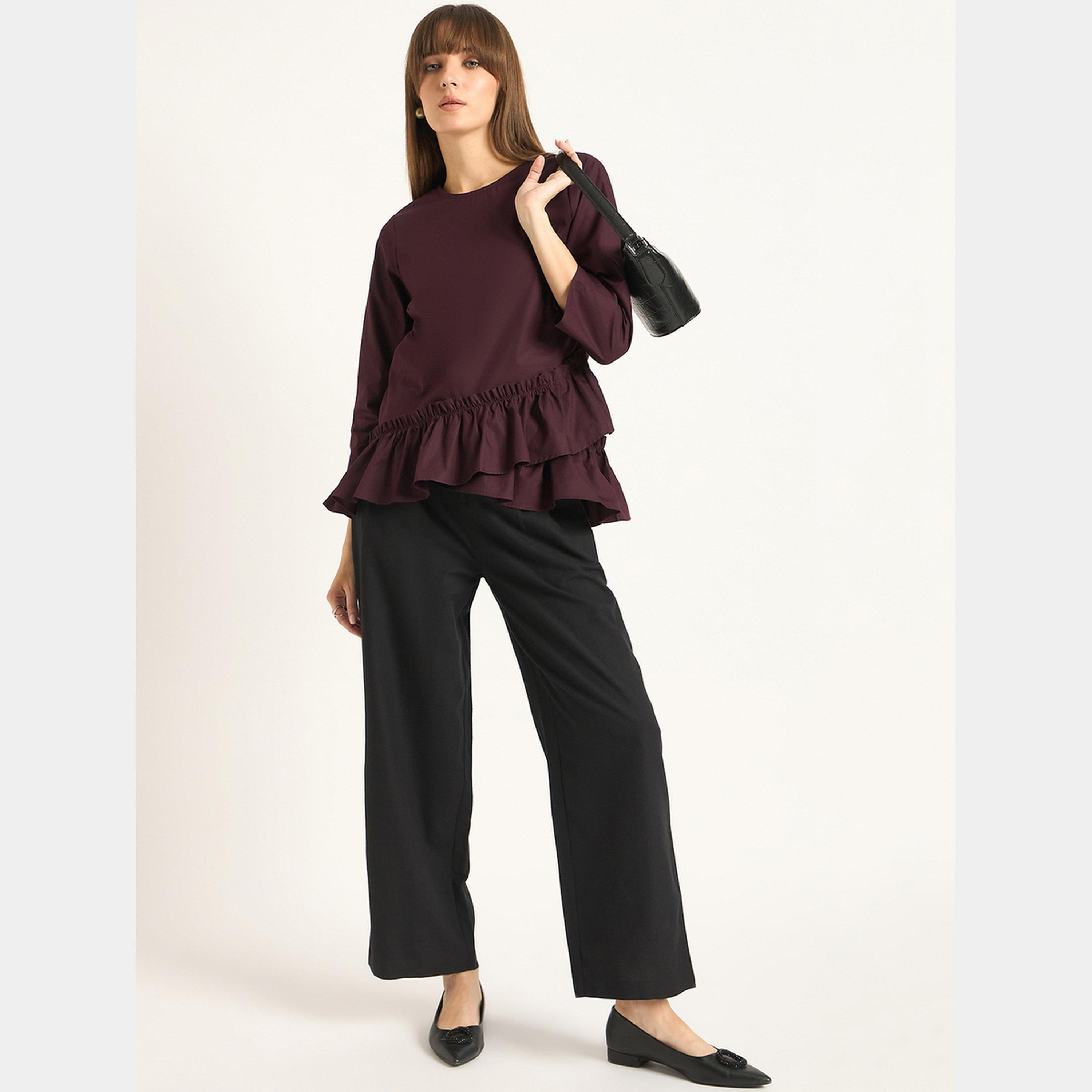 Femmella Black Dual Button Straight Fit Pant-women-clothing-bottoms-trousers-image-2
