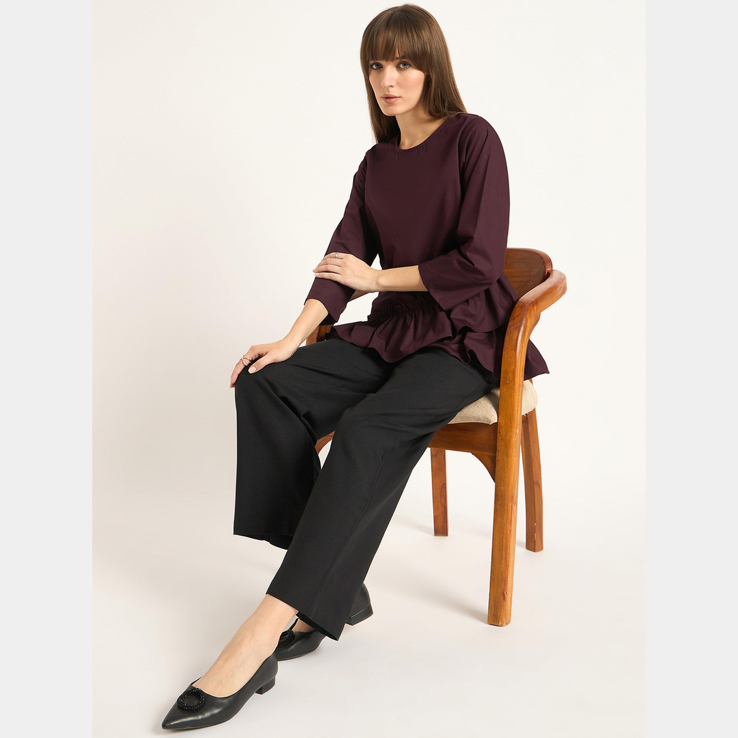 Femmella Black Dual Button Straight Fit Pant-women-clothing-bottoms-trousers-image-3